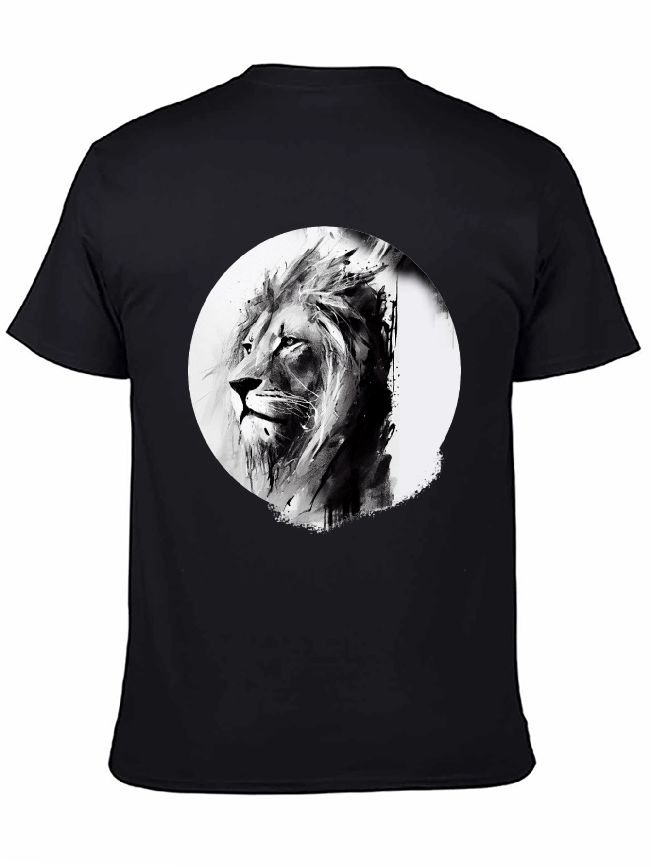 Black Lion Graphic Print Black T-Shirt view 4