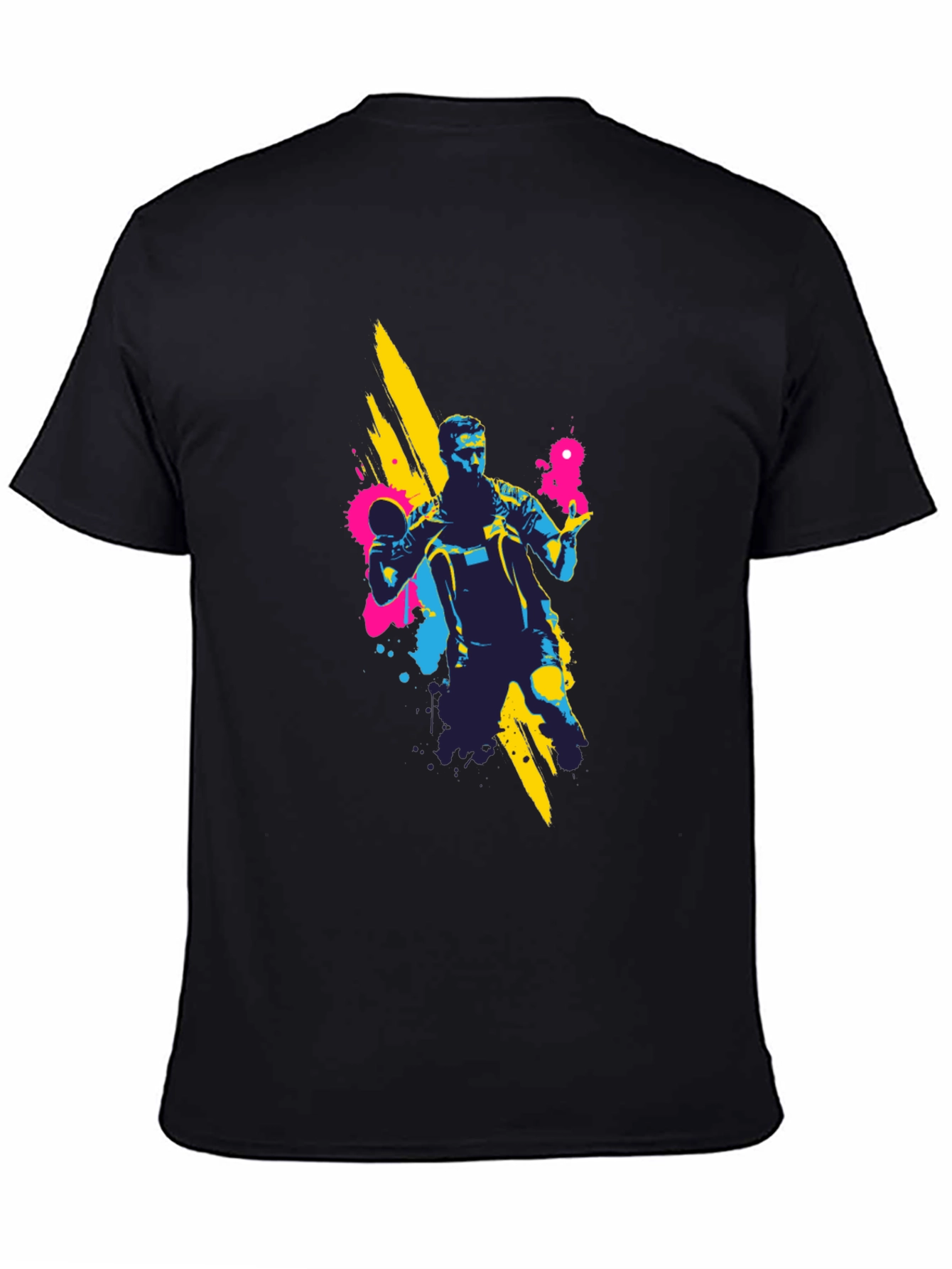 Black Ping Pong Player Graphic Black T-Shirt view 4