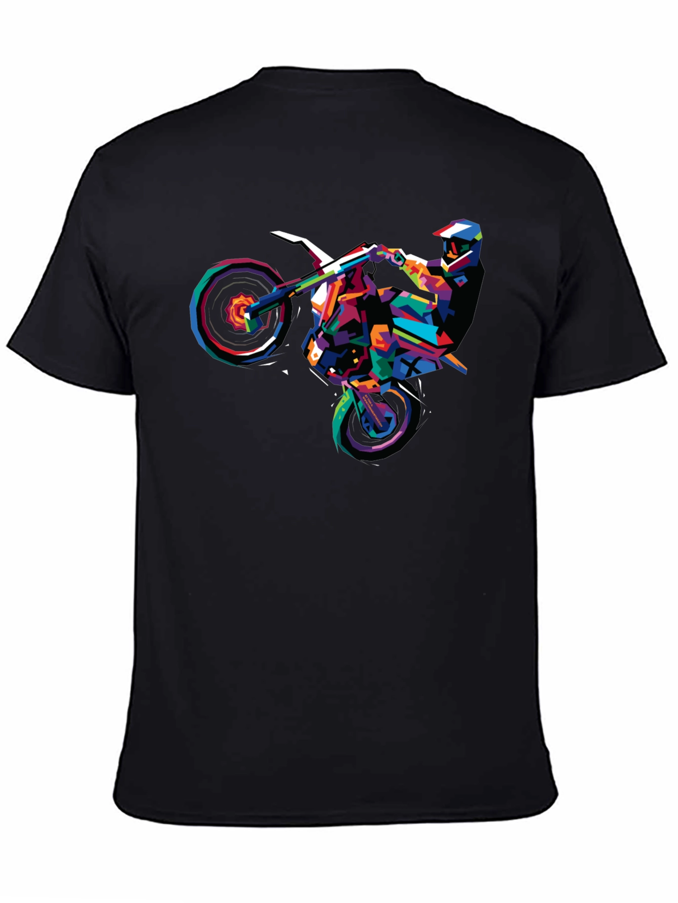 Geometric Motocross Rider Graphic T-Shirt - 4