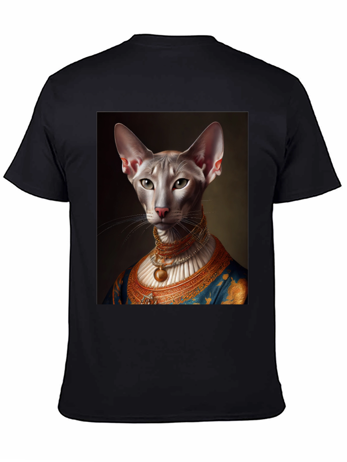 Black Royal Cat Portrait T-Shirt view 4