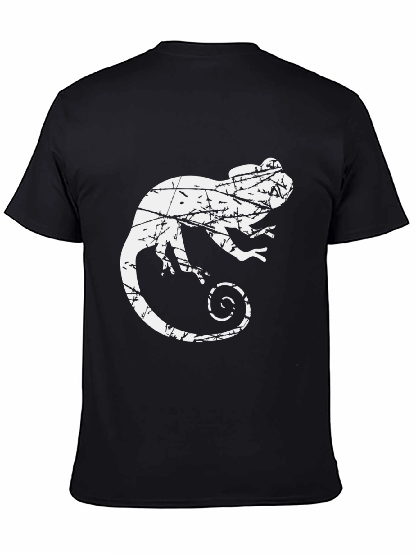 Black Distressed Chameleon Graphic Tee view 4
