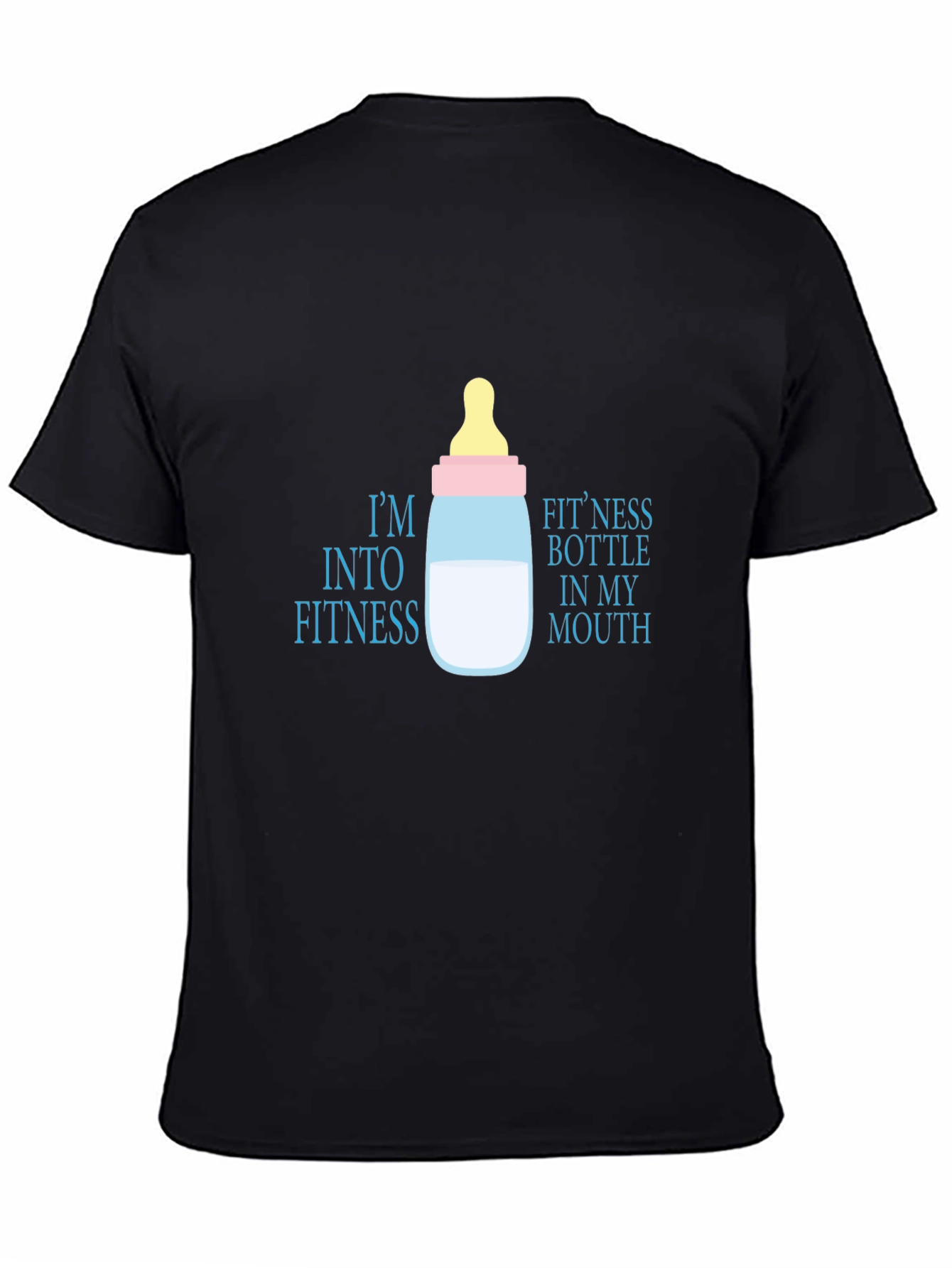 Black Humorous "Fitness Bottle" Graphic T-Shirt view 4