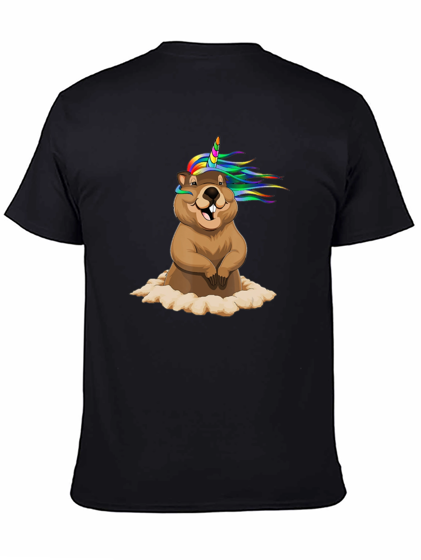 Black Unicorn Beaver T-Shirt - Funny Graphic Tee view 4