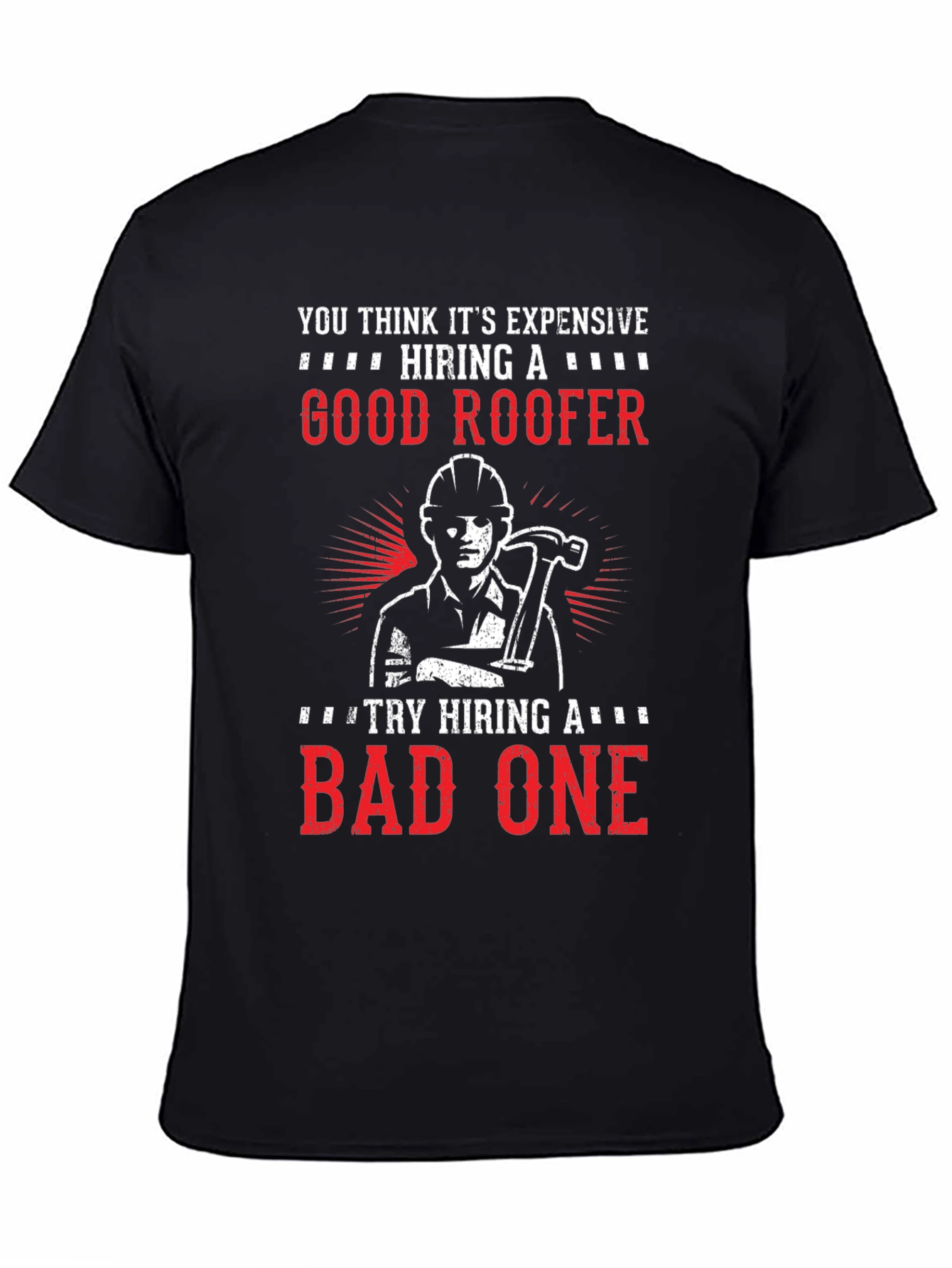 Black Funny Roofer T-Shirt - Good vs. Bad Roofer Design view 4
