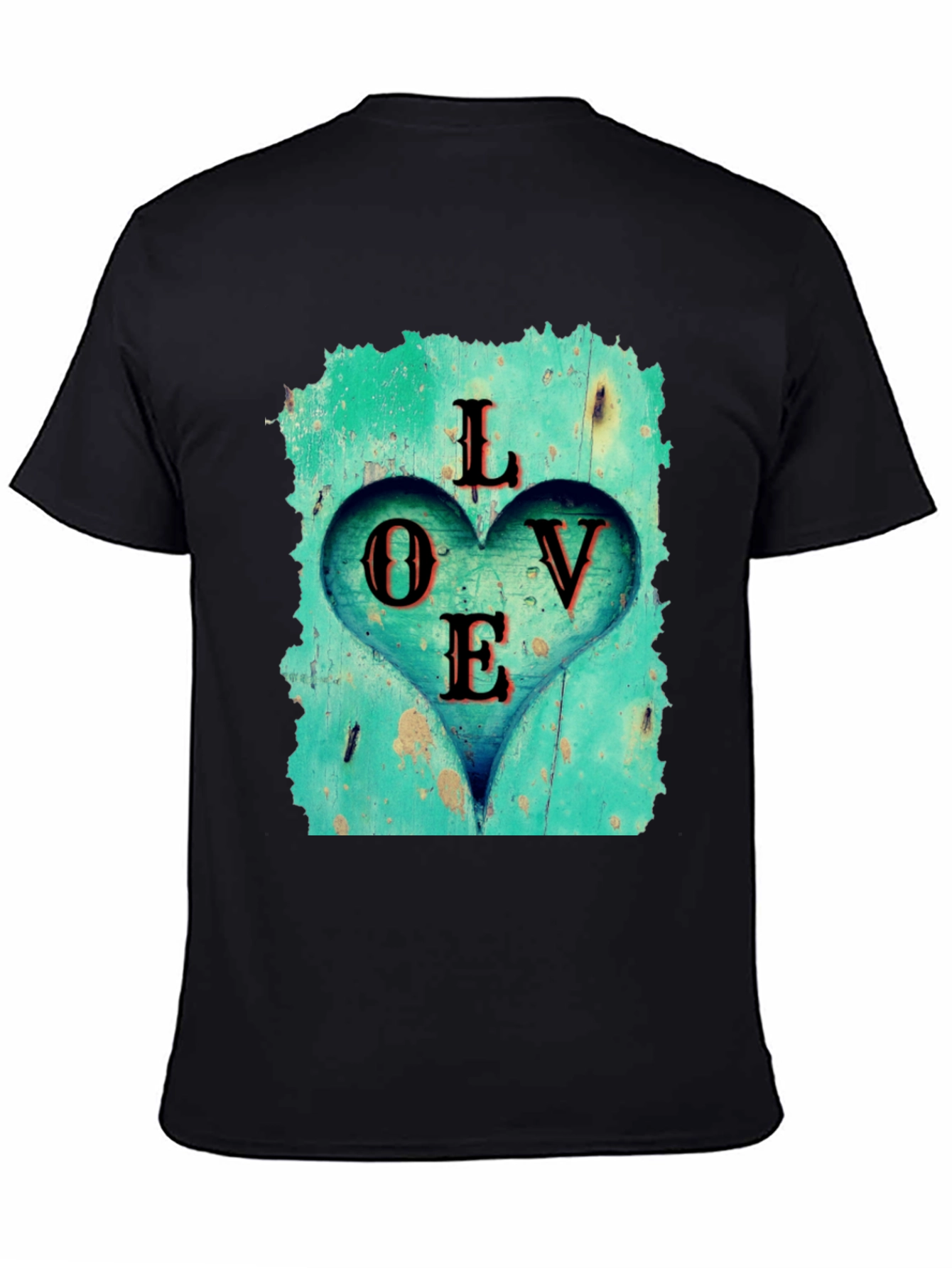 Black Love Heart Graphic Tee - Black Casual T-Shirt view 4