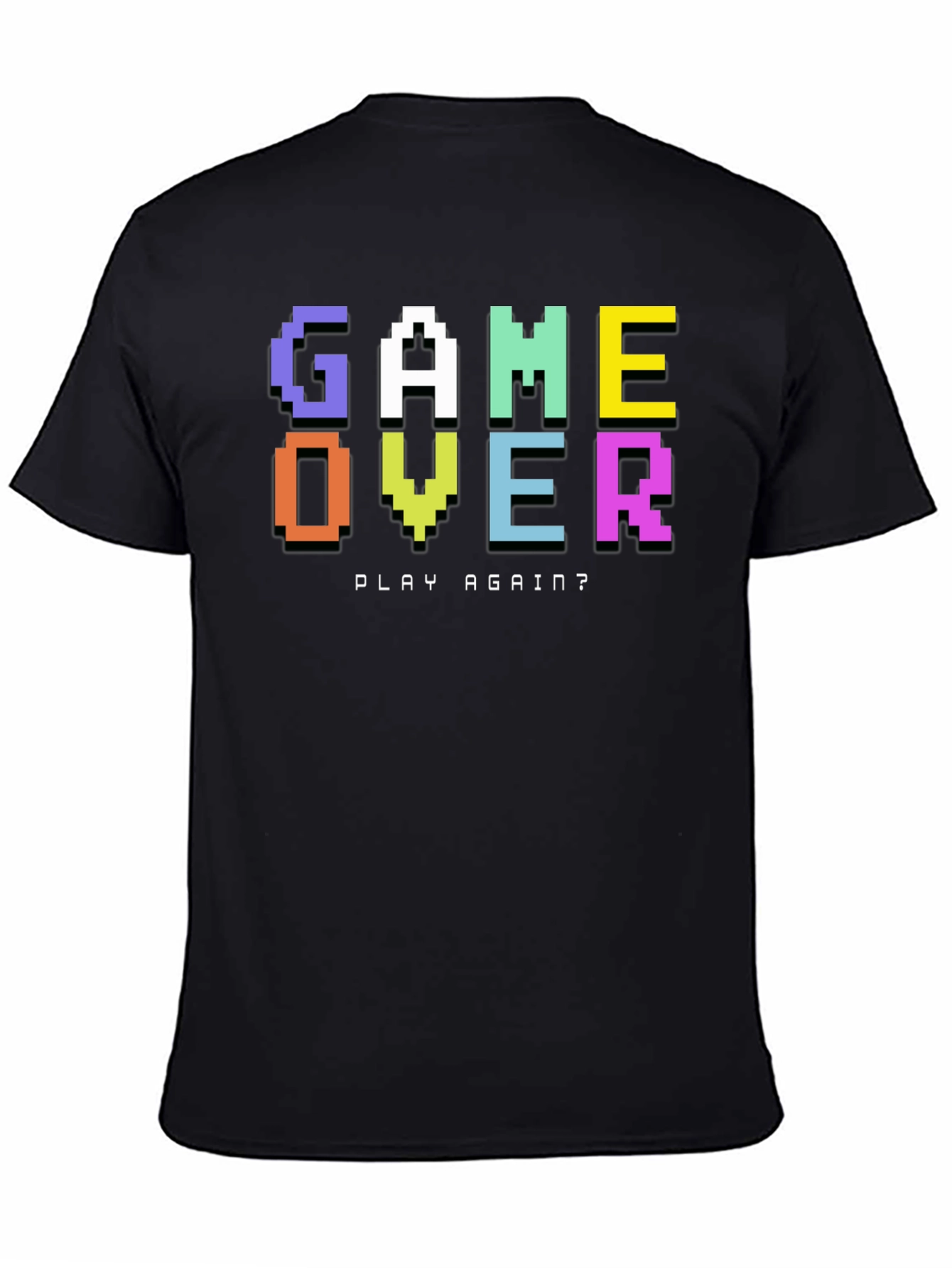 Black Game Over T-Shirt - Pixel Style Retro Gamer Tee view 4