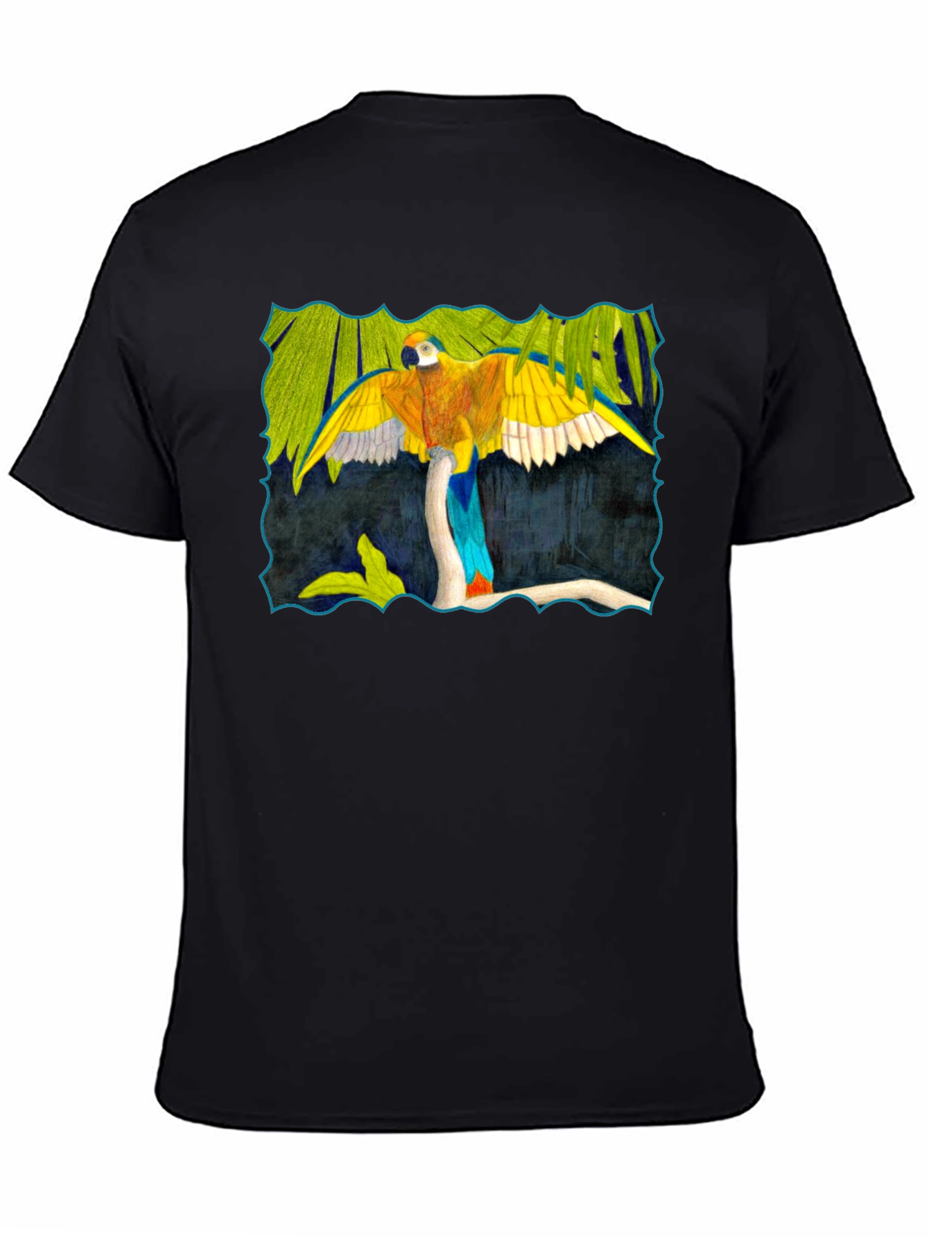 Black Parrot Graphic Black T-Shirt view 4