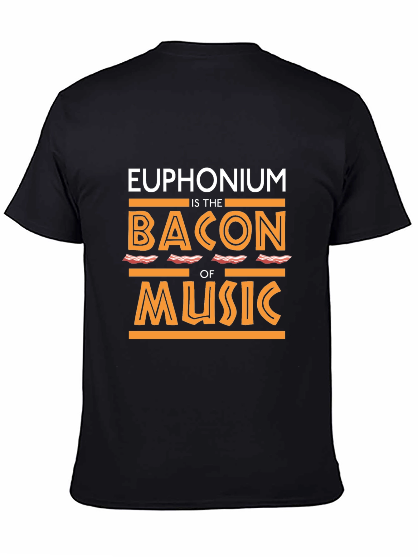 Black Euphonium Bacon Music T-Shirt - Funny Musician Tee view 4