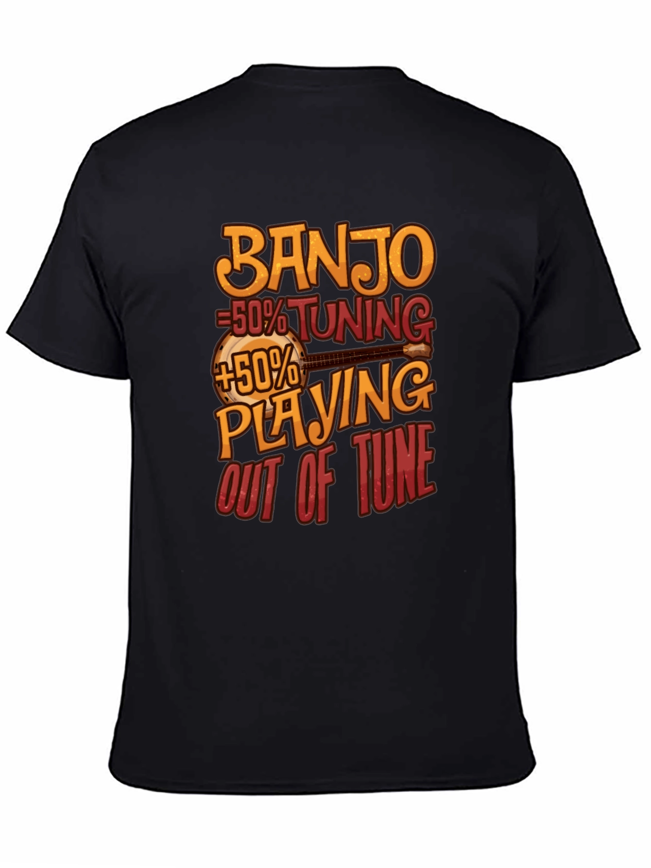 Black Banjo Tuning Playing Funny Musician T-Shirt view 4