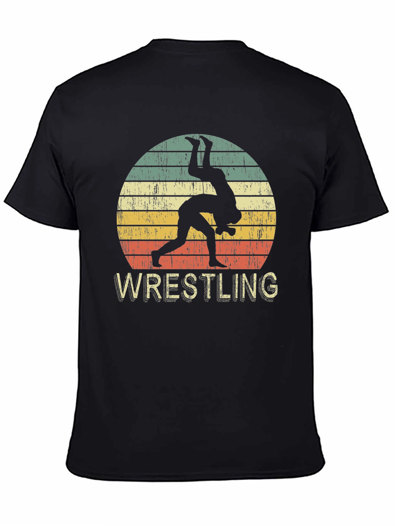 Black Vintage Wrestling Sunset T-Shirt view 4