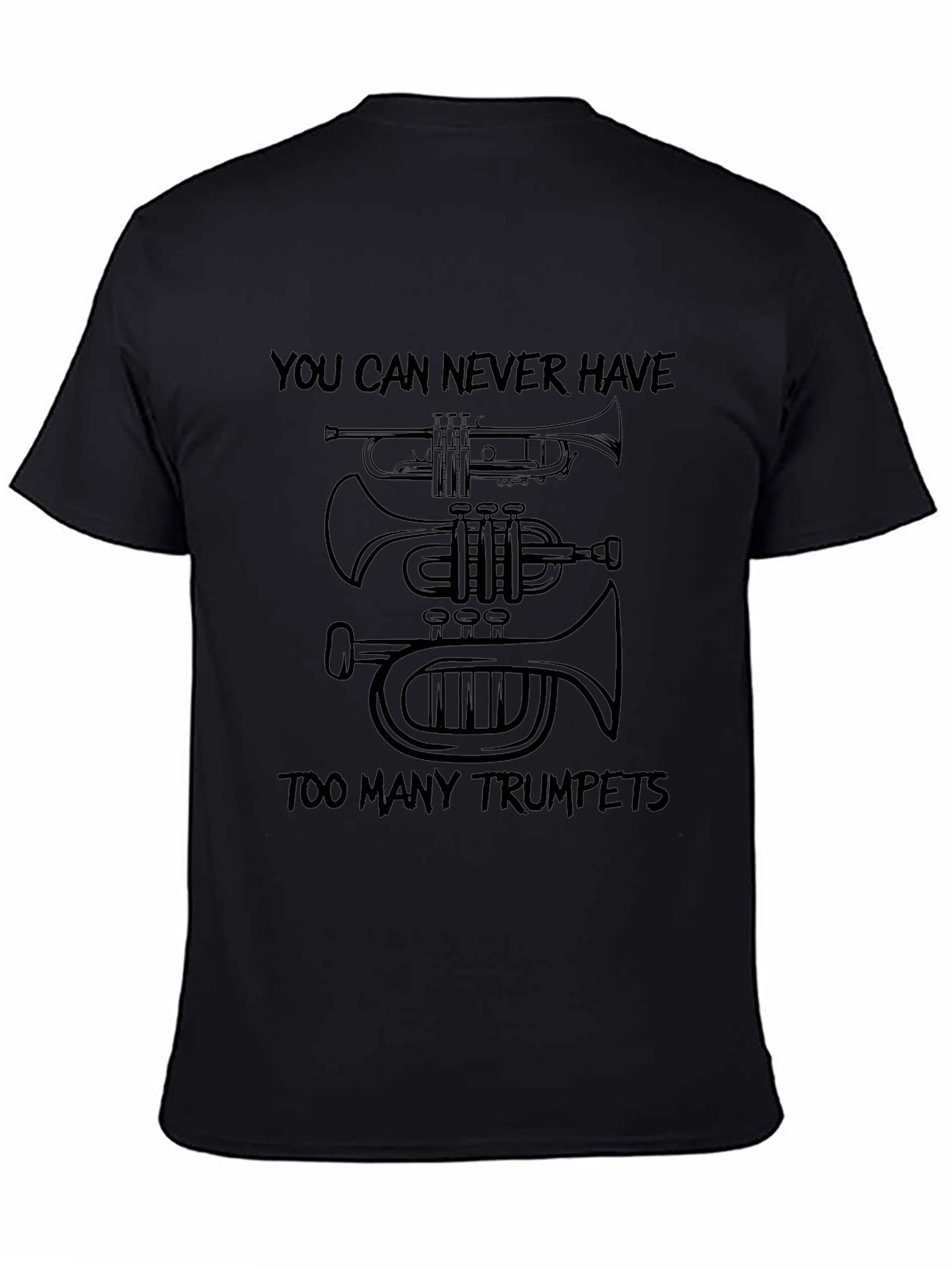 Black Trumpet Fan T-Shirt - Never Too Many Trumpets! view 4