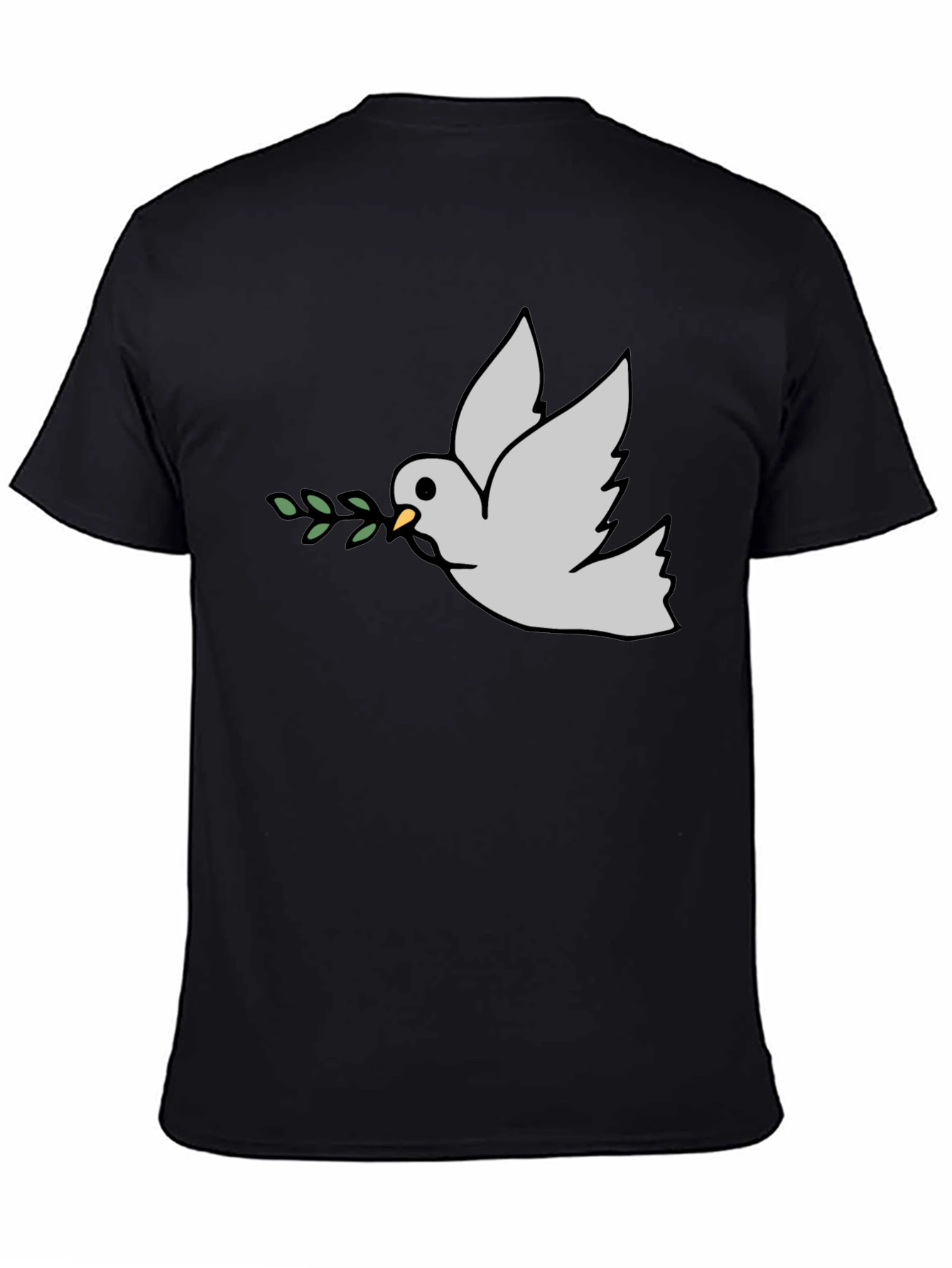 Black Peace Dove Graphic Tee - Black Casual T-Shirt view 4