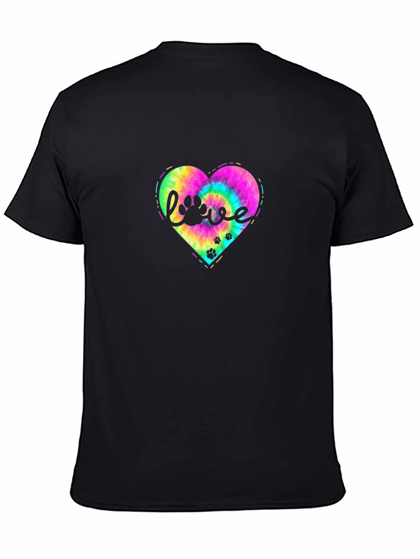 Black Love Paw Tie Dye Heart T-Shirt view 4
