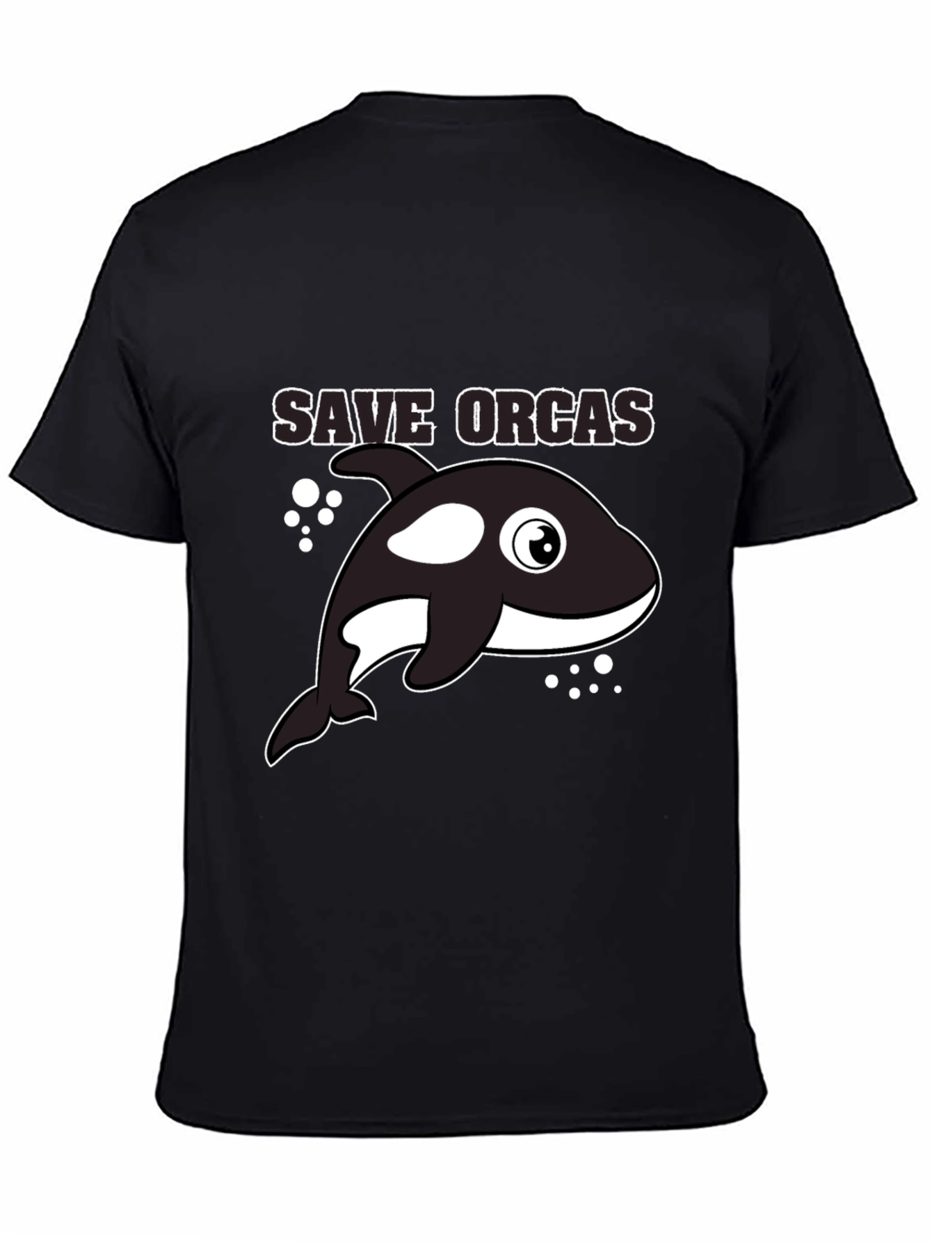 Black Save Orcas Black T-Shirt view 4