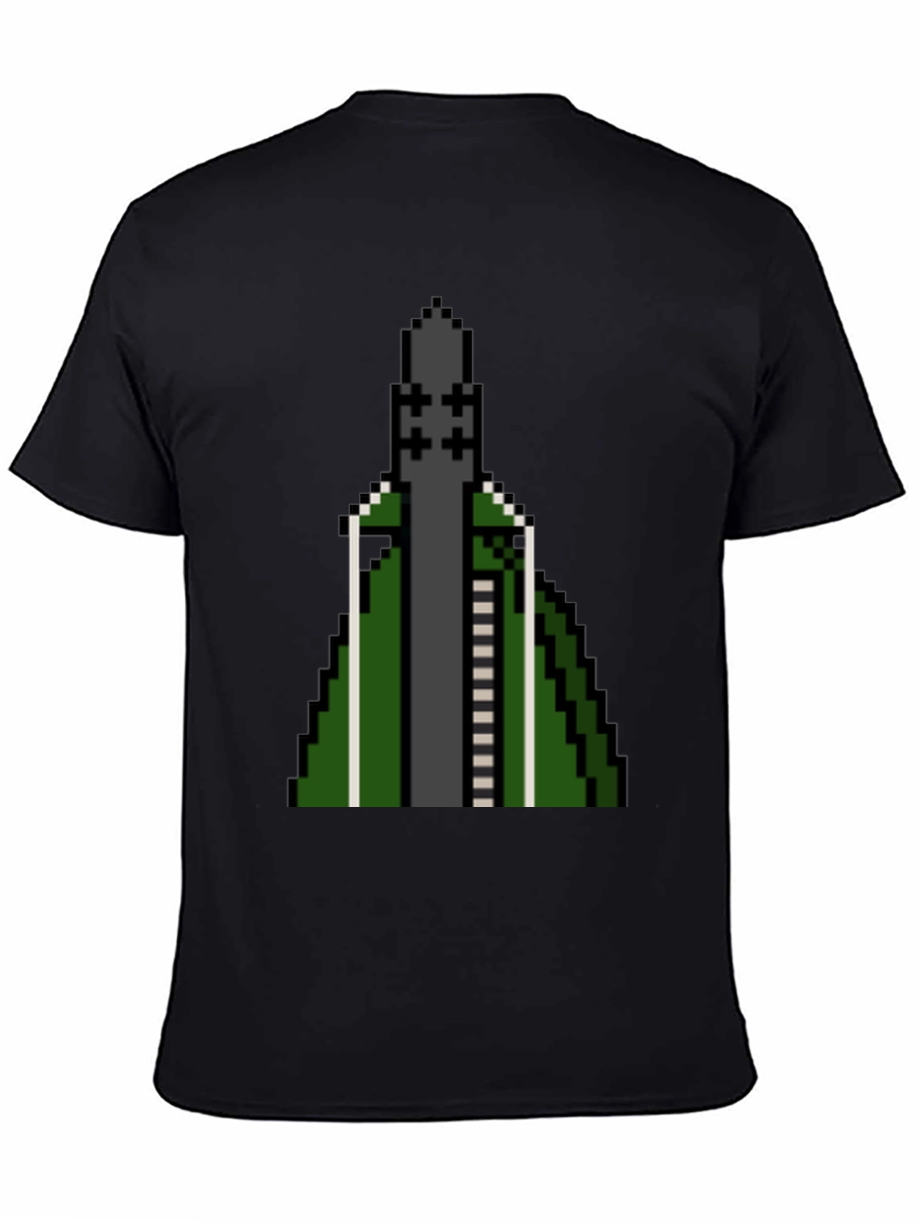 Black Pixelated Rocket T-Shirt - Retro Gaming Style view 4