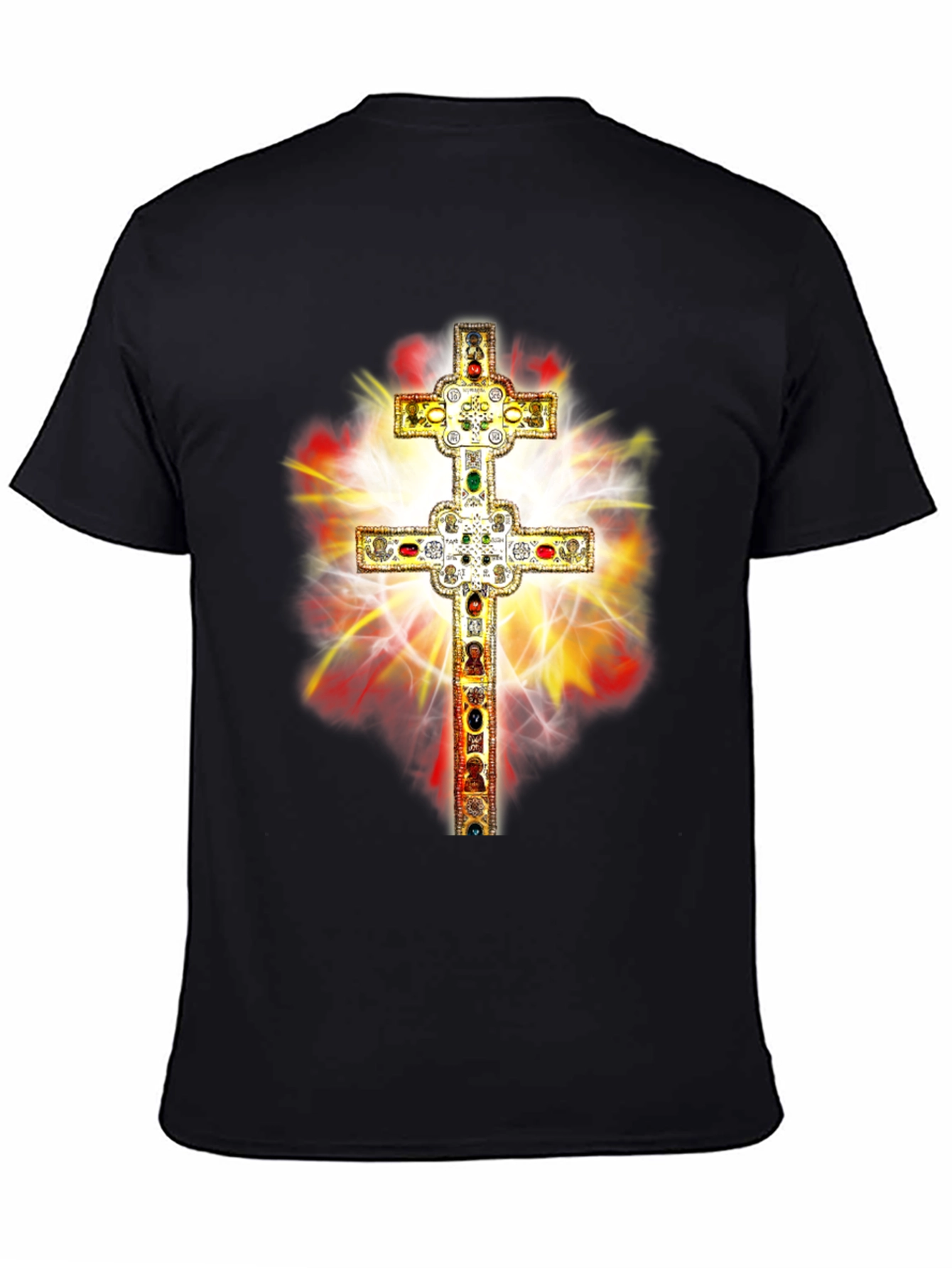 Black Ornate Cross Graphic Tee - Religious Fashion view 4