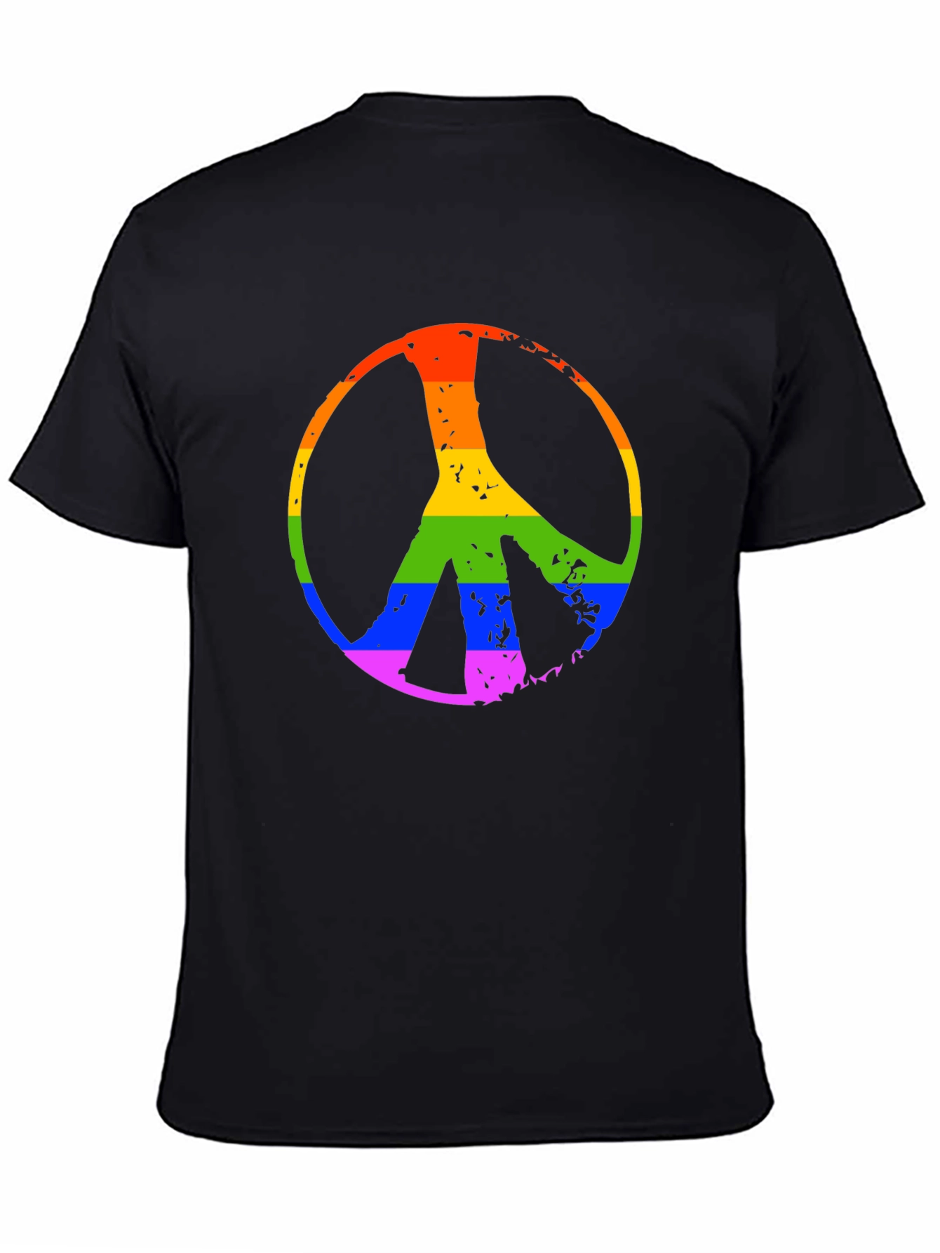 Black Rainbow Peace Sign Black T-Shirt view 4