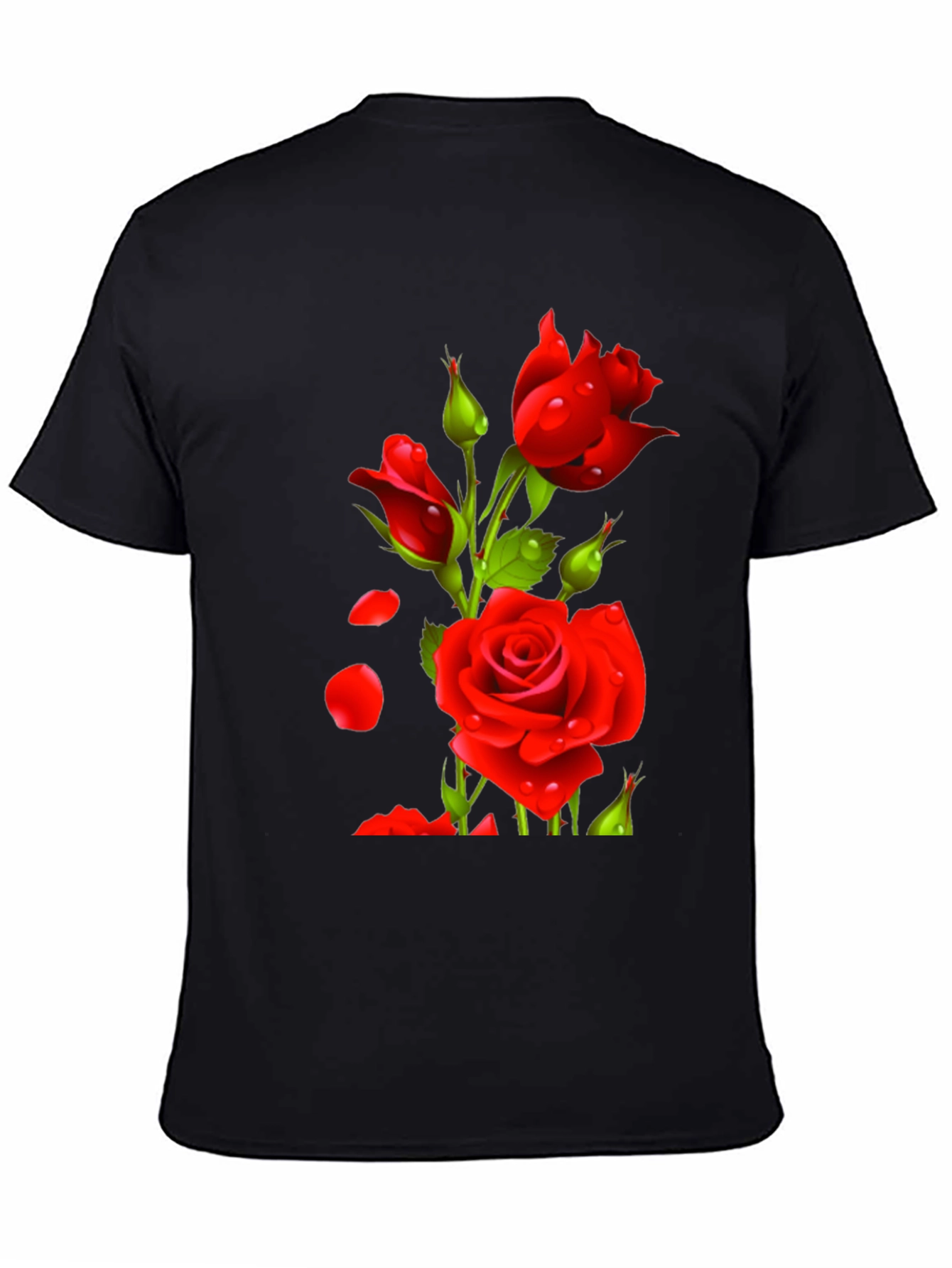 Black Men's Black Rose Graphic T-Shirt view 4