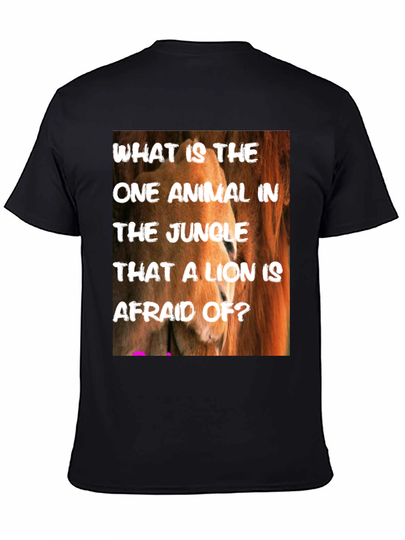 Black Lion Riddle Graphic Tee - Jungle Humor T-Shirt view 4
