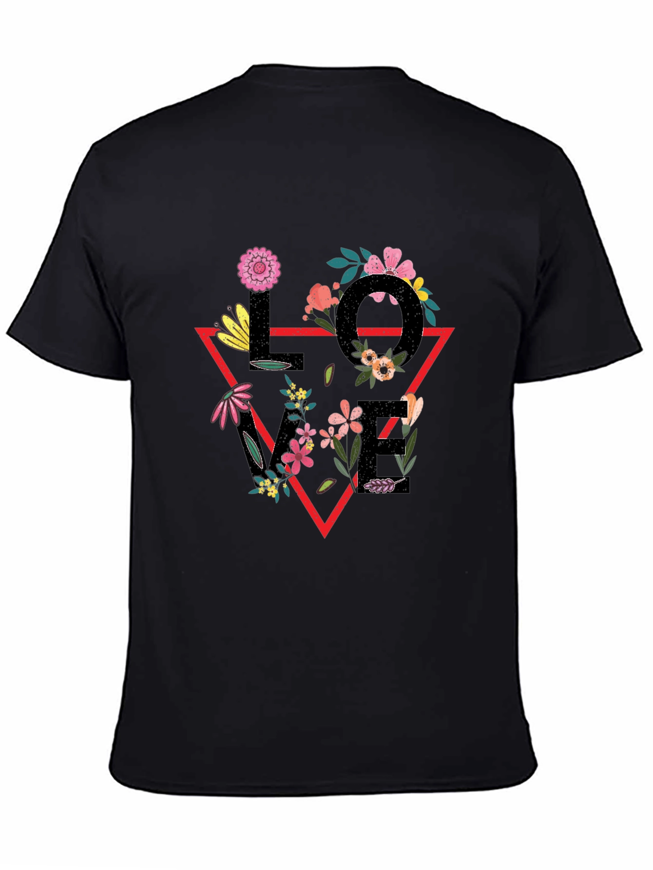 Black Floral LOVE Graphic Tee - Trendy Black T-Shirt view 4