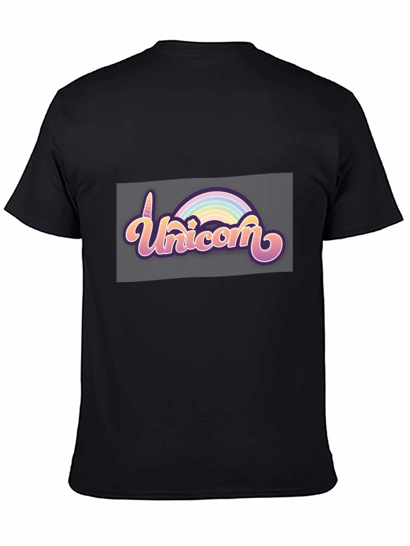 Black Unicorn Rainbow Tee - Black Cotton T-Shirt view 4