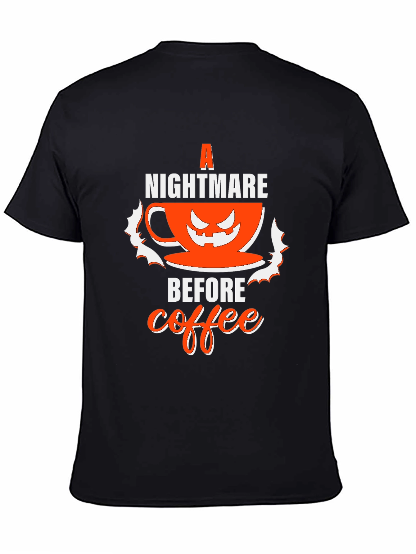 Black Nightmare Before Coffee Halloween T-Shirt view 4