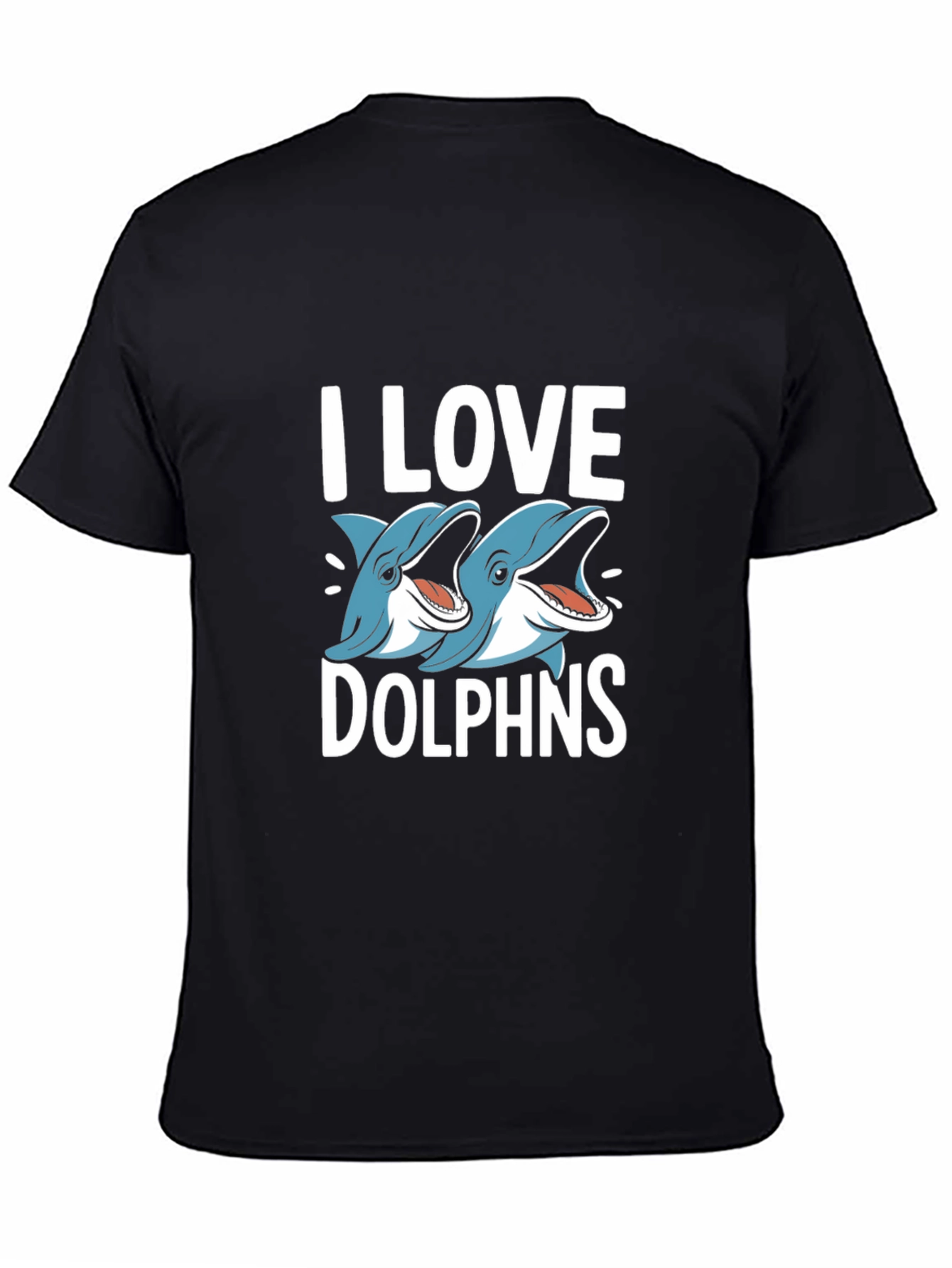 Black I Love Dolphins Black Graphic Tee view 4