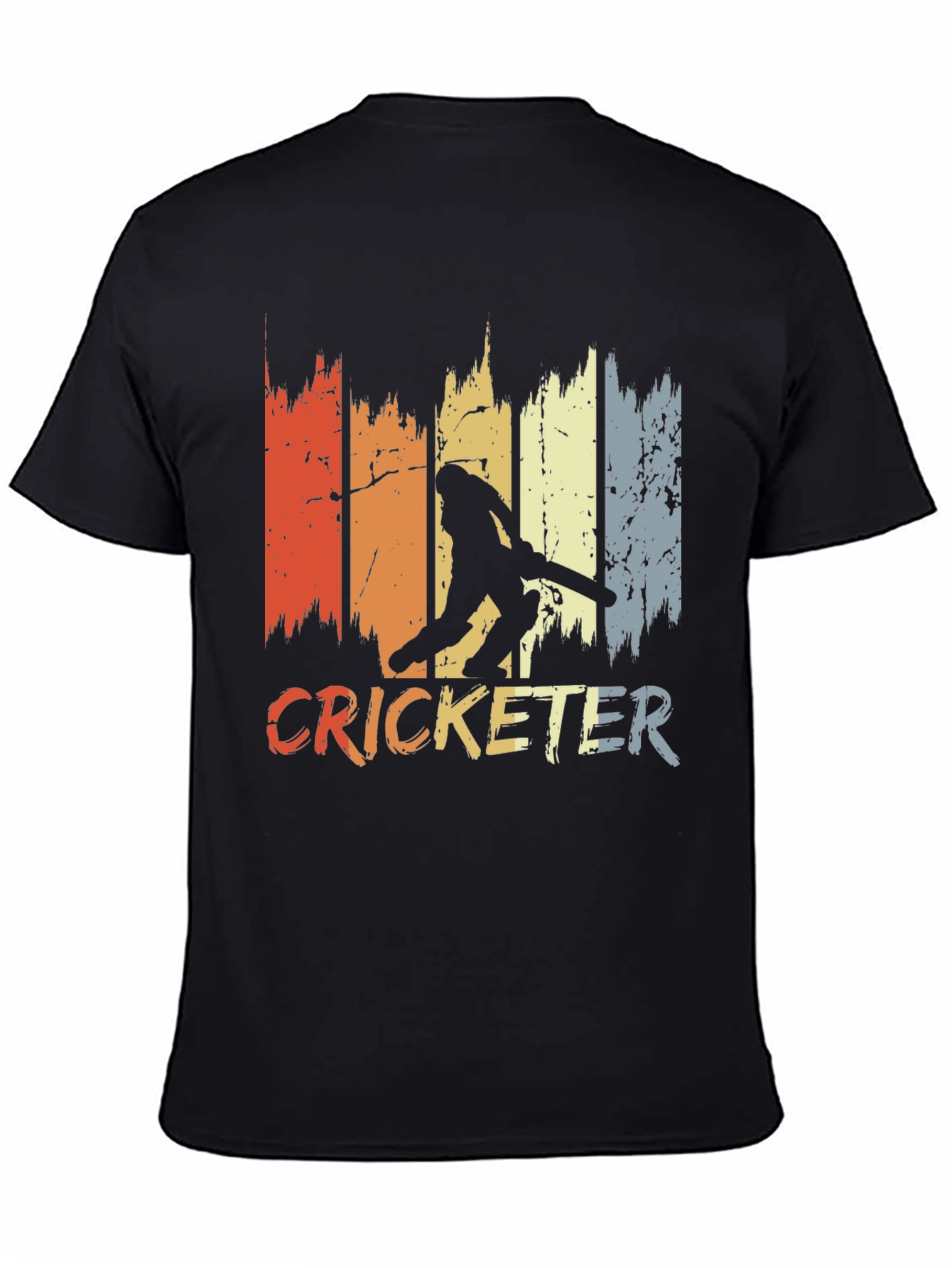 Black Vintage Cricketer T-Shirt - Retro Style view 4