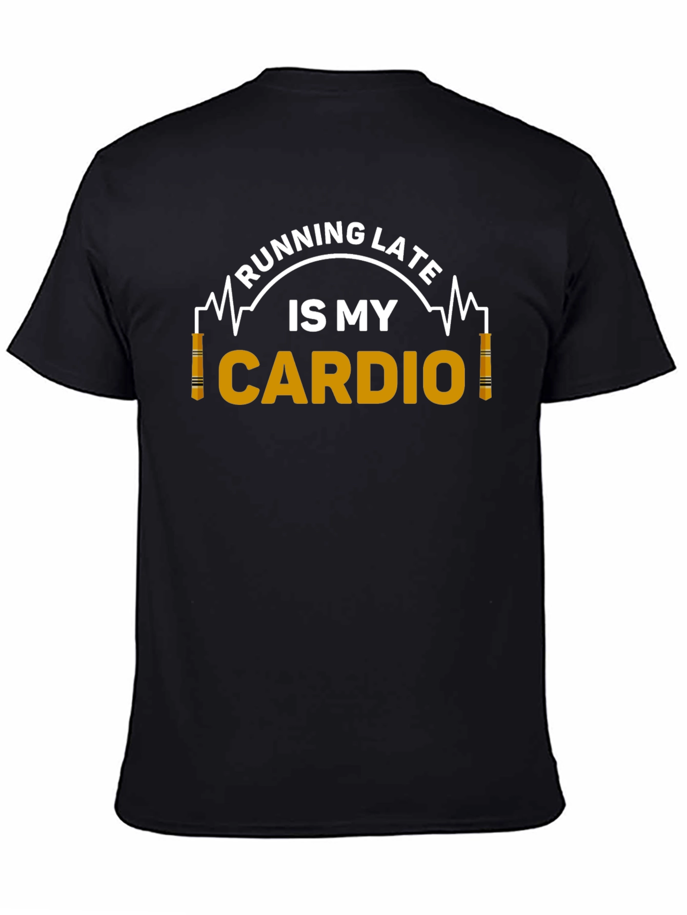 Black Running Late is My Cardio Graphic T-Shirt view 4