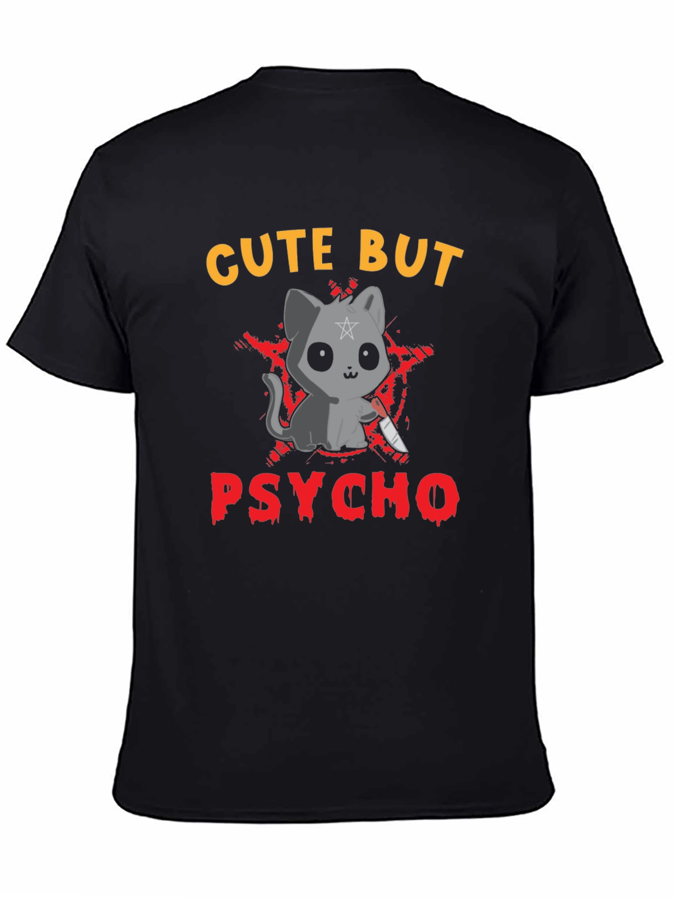 Black Cute But Psycho Cat Graphic Tee view 4