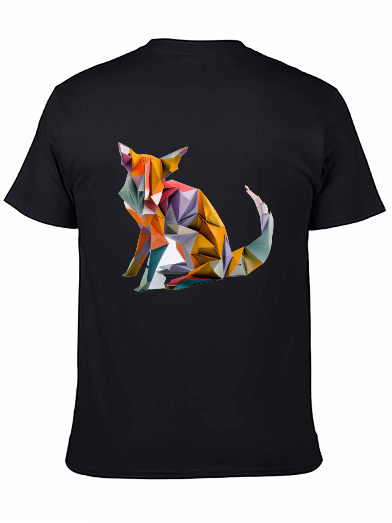 Black Geometric Fox Graphic Black T-Shirt view 4