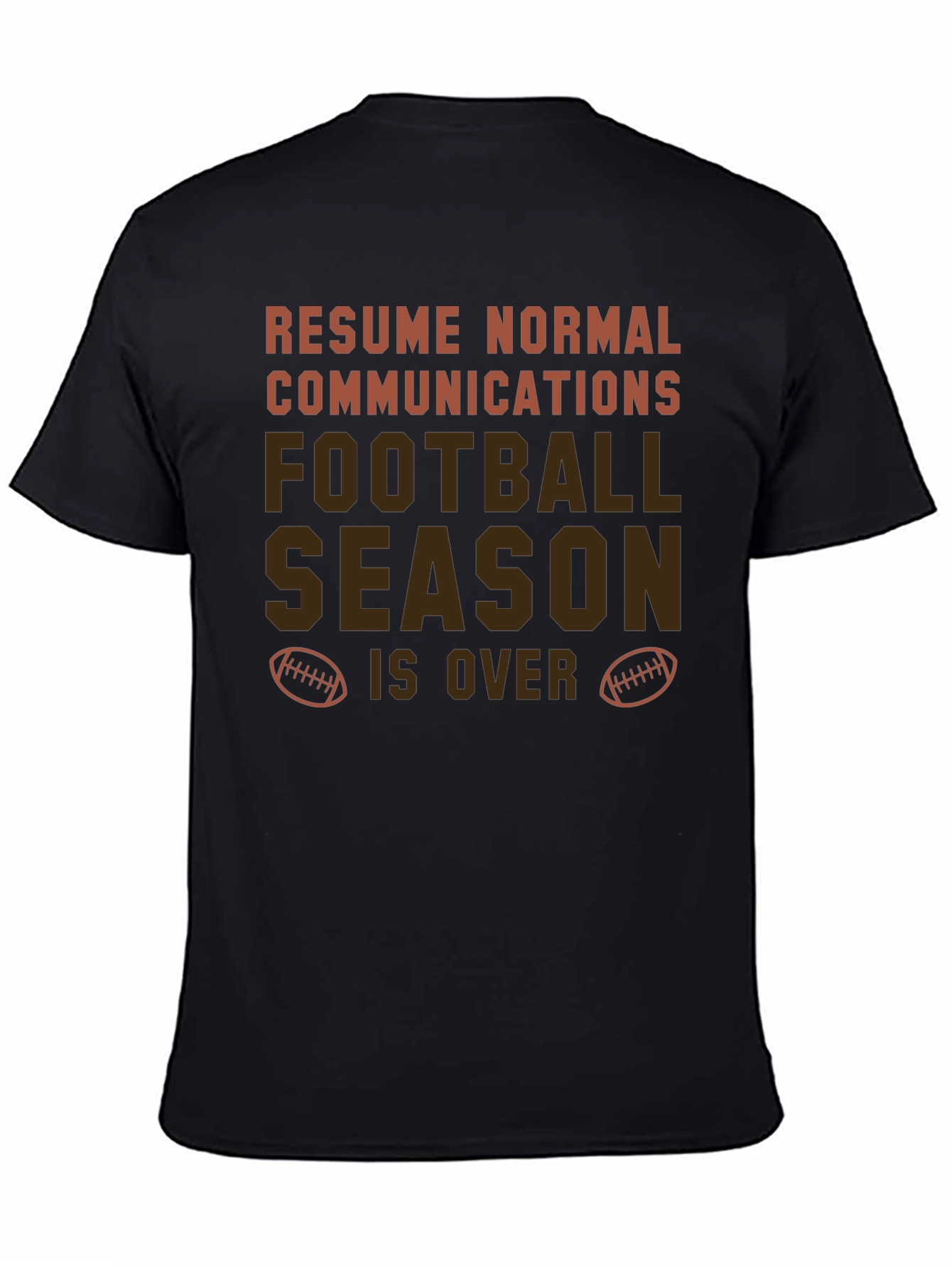 Black Resume Normal Communications Football Season T-Shirt view 4