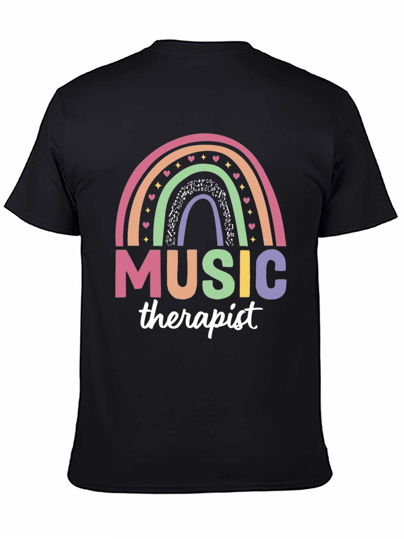 Black Music Therapist Rainbow Graphic T-Shirt view 4