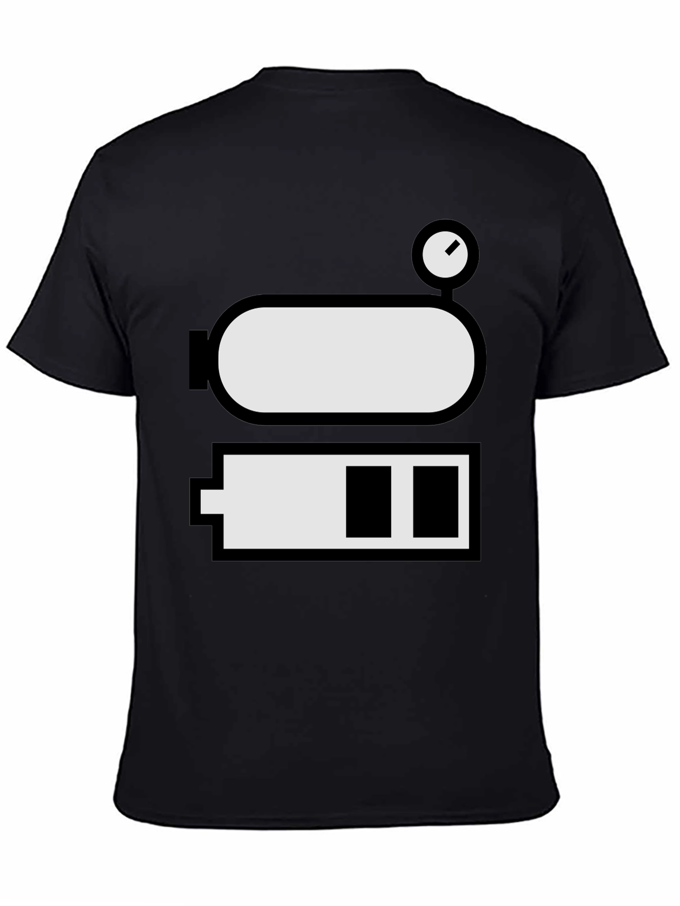 Black Low Battery Level Funny Graphic Tee view 4