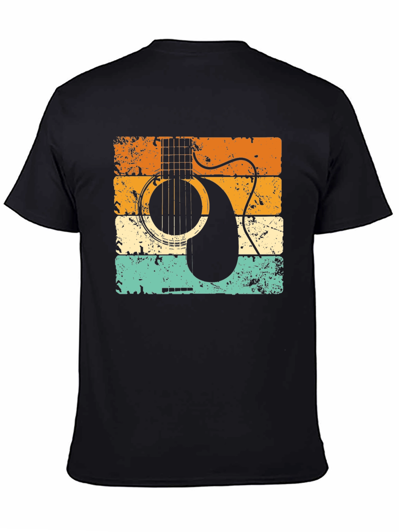 Black Retro Guitar Graphic T-Shirt view 4