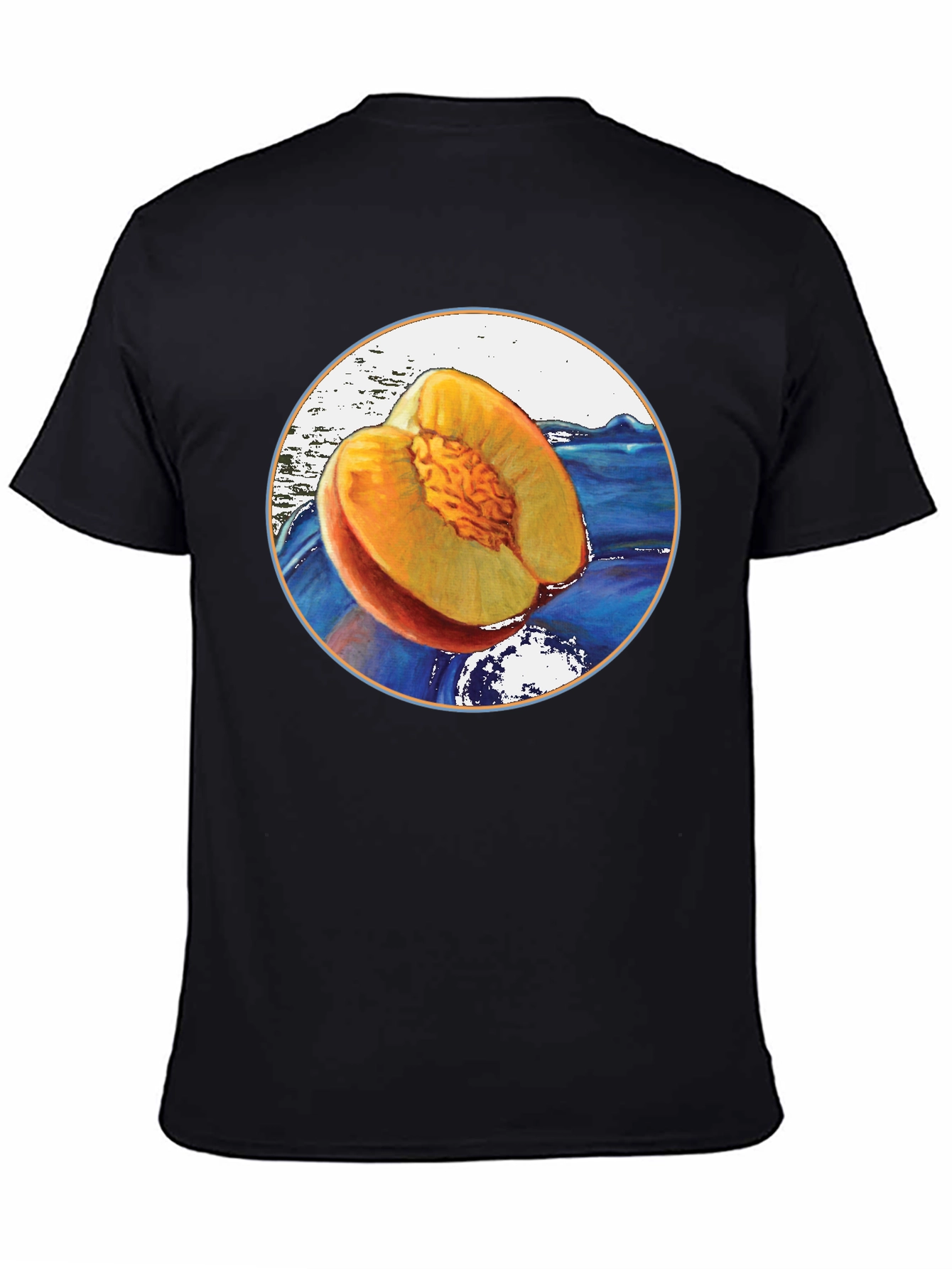 Black Peach Fruit Graphic T-Shirt - Unique Design view 4