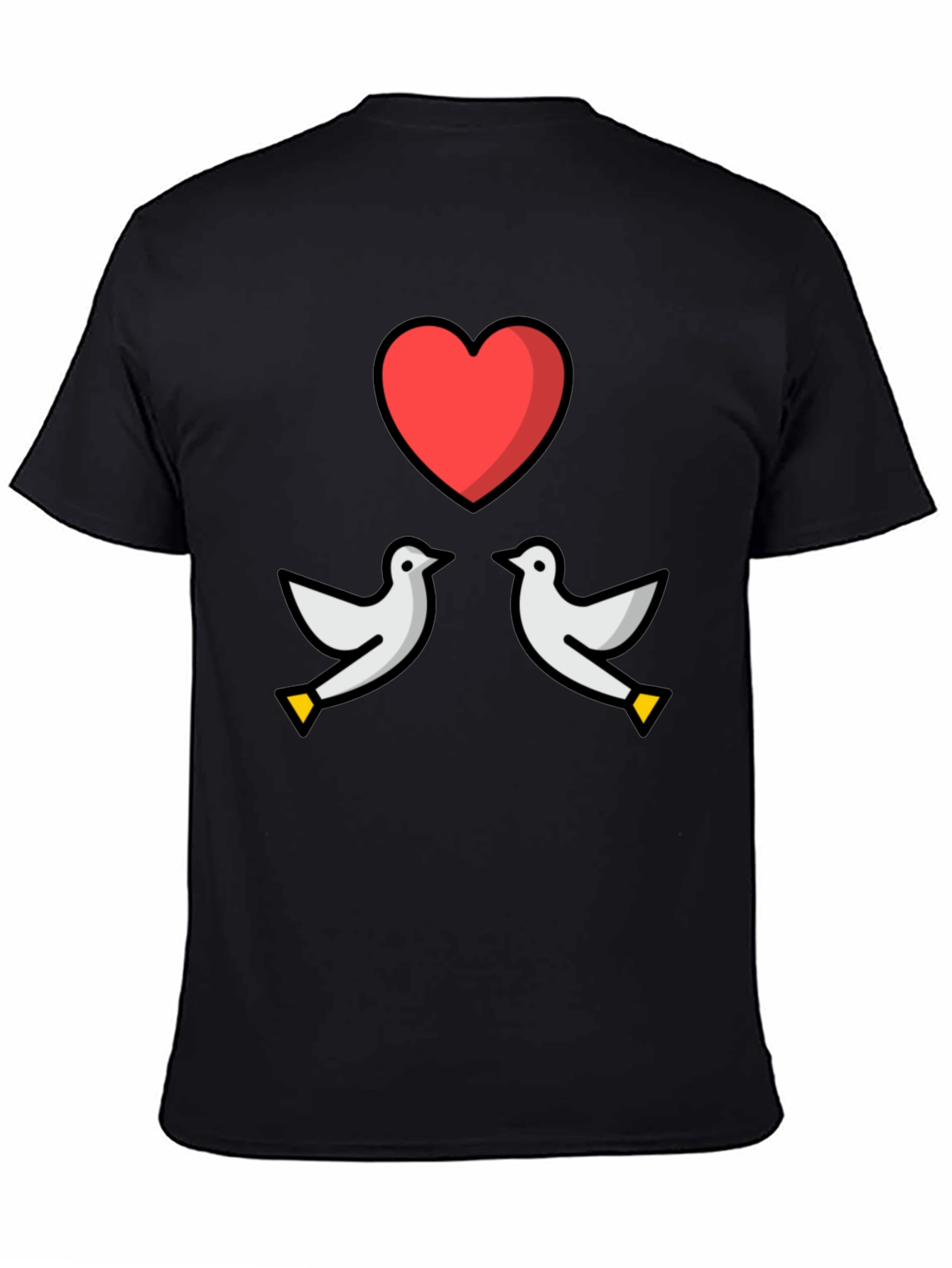Black Dove Heart Graphic Tee - Love & Peace T-Shirt view 4