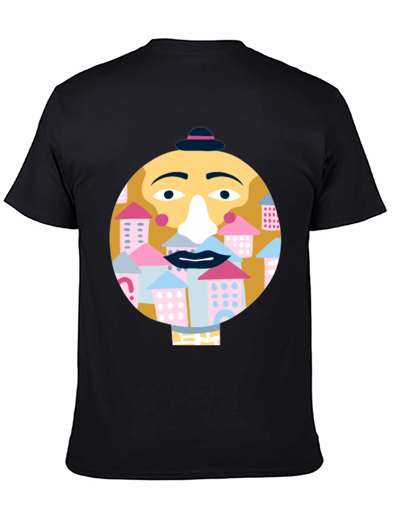 Black Quirky Face Graphic T-Shirt - City Beard view 4
