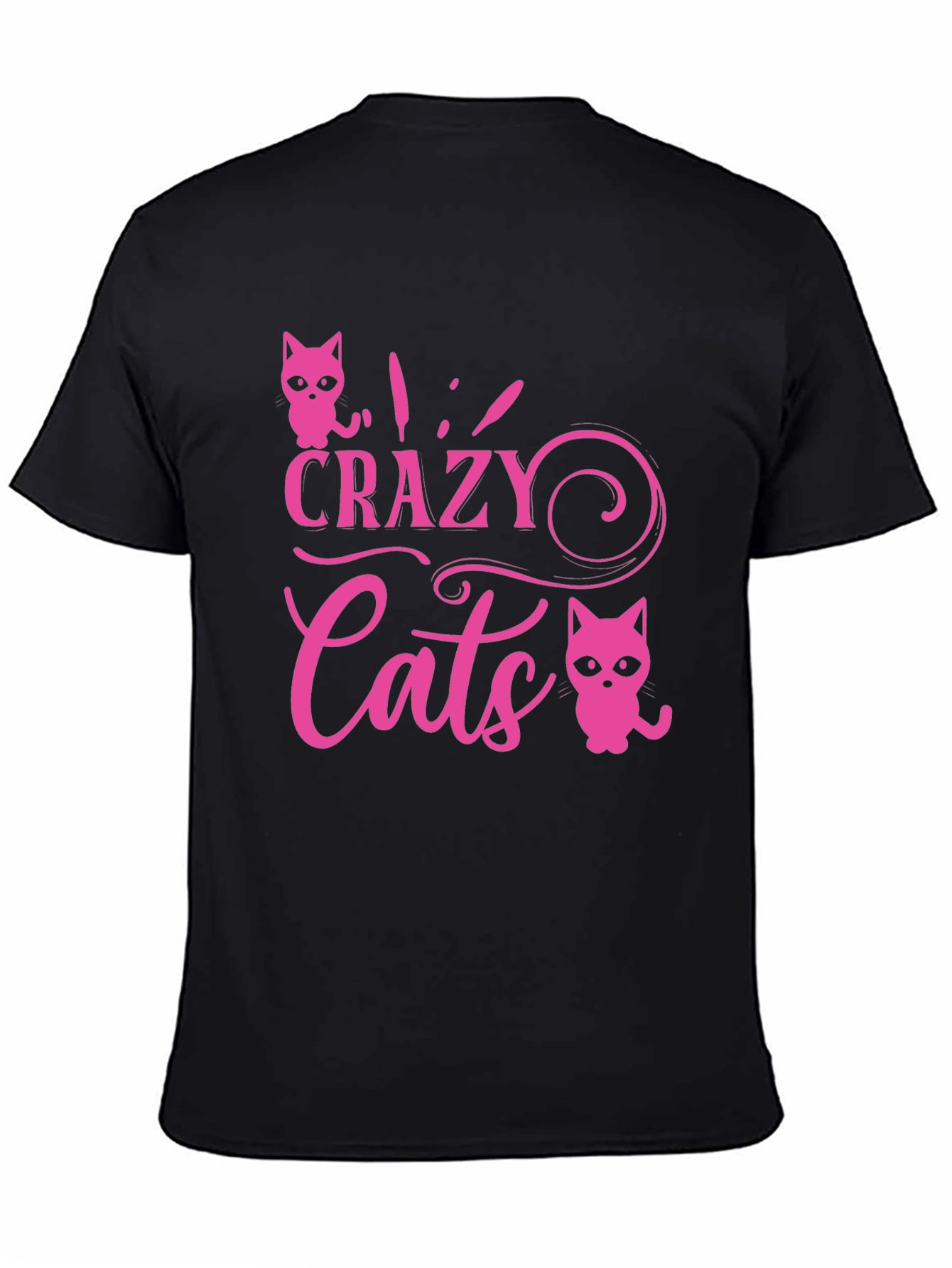 Black Crazy Cats Graphic Tee - Pink view 4