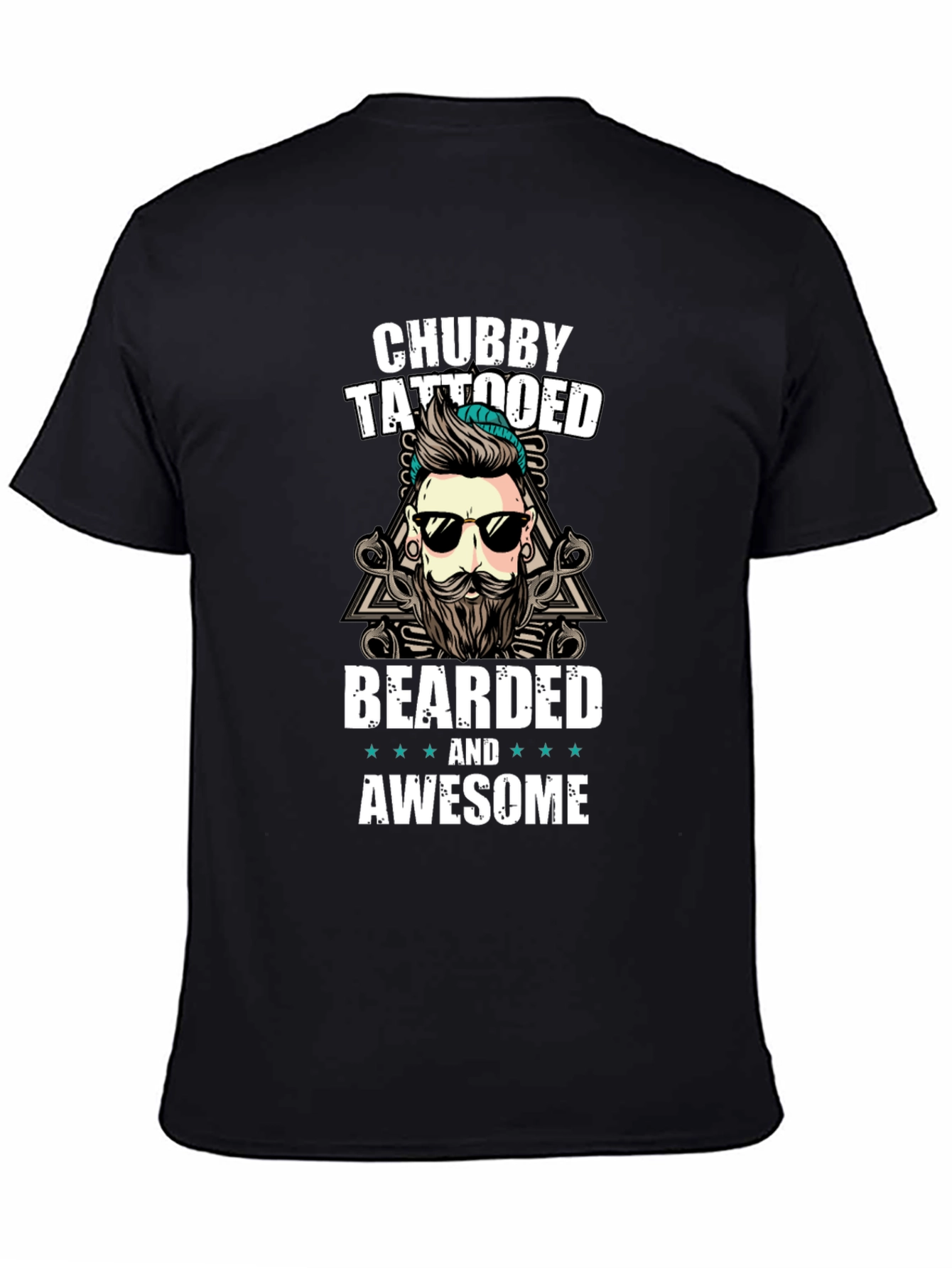 Black Chubby Tattooed Bearded Awesome T-Shirt view 4