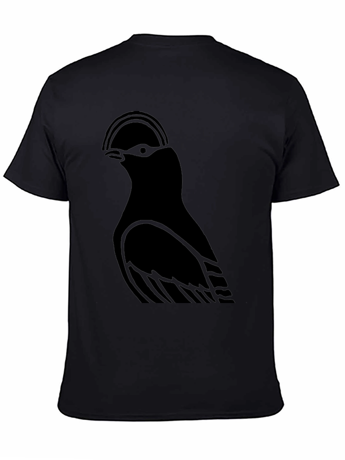 Black Minimalist Bird Graphic Black T-Shirt view 4