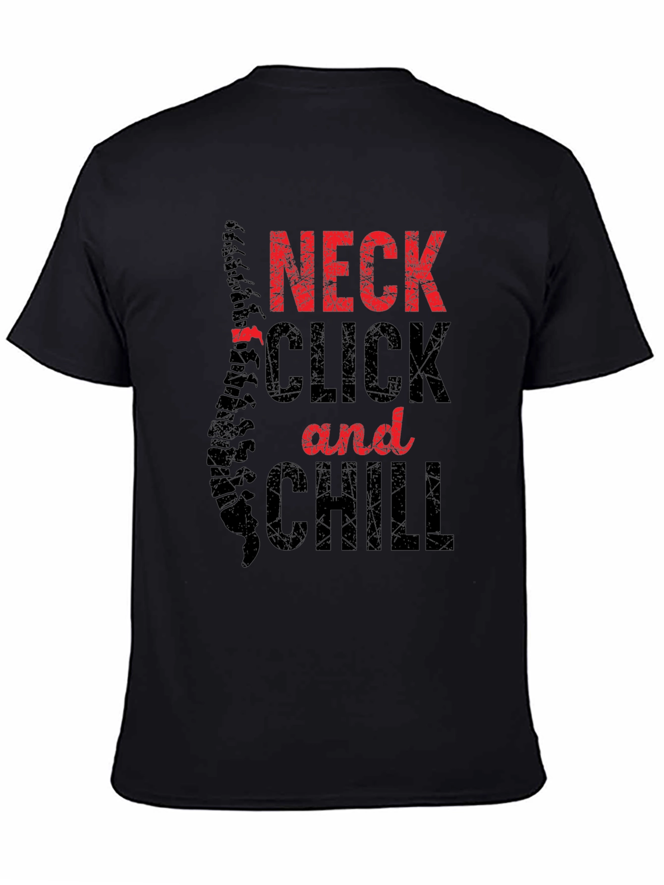 Black Neck Click and Chill Graphic Tee - Chiropractic Humor view 4