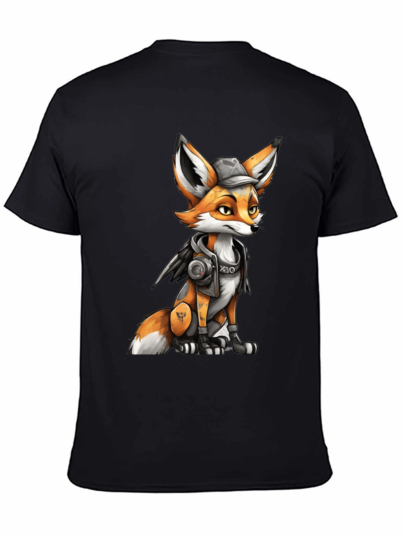 Black Fox Character Graphic Black T-Shirt view 4