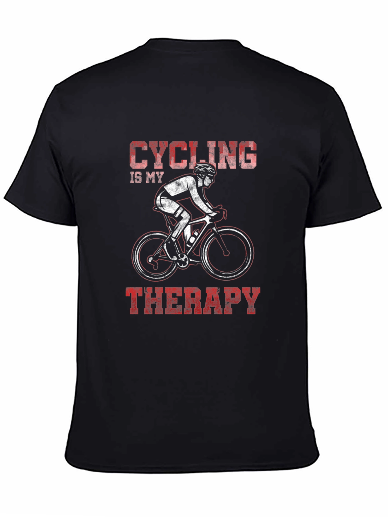 Black Cycling is My Therapy Graphic T-Shirt view 4