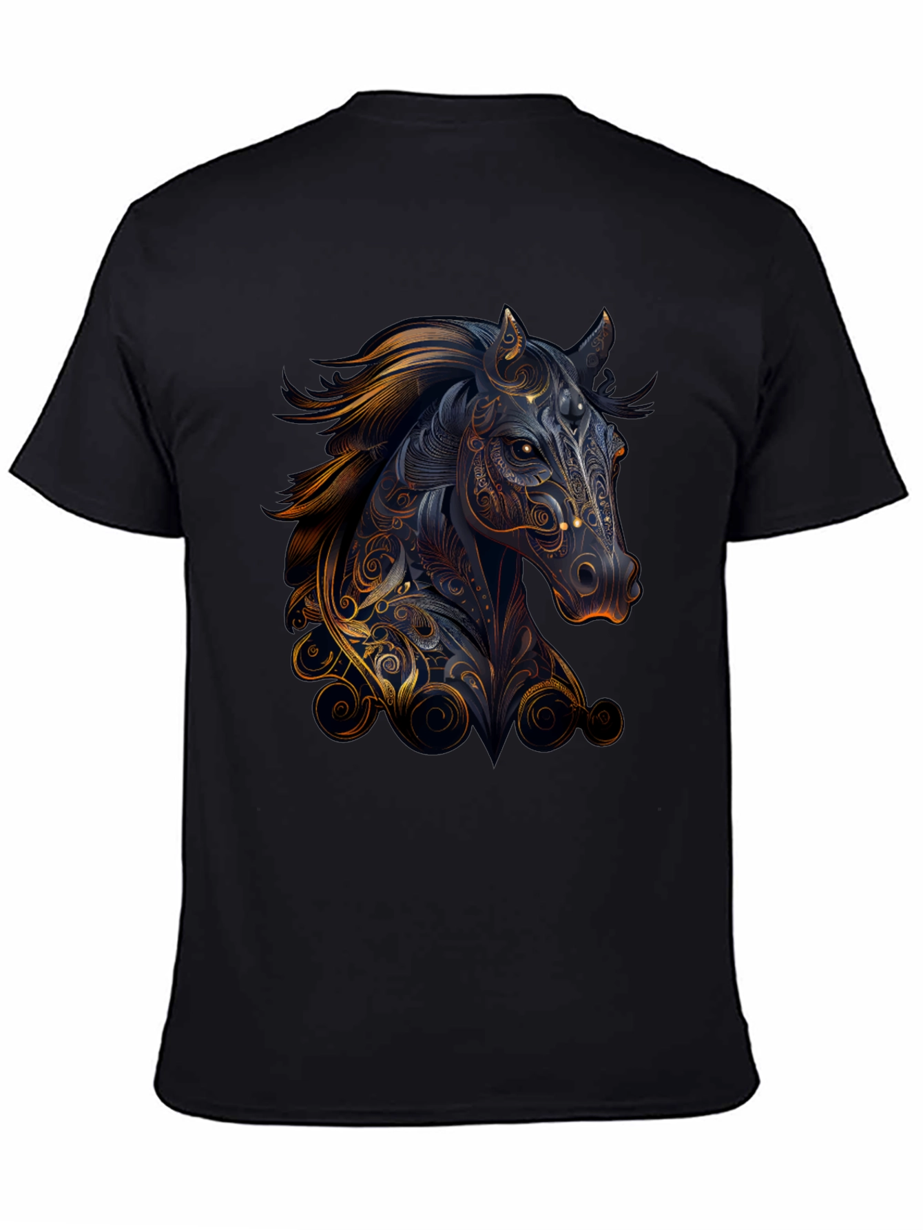 Black Horse Graphic Print Black T-Shirt view 4