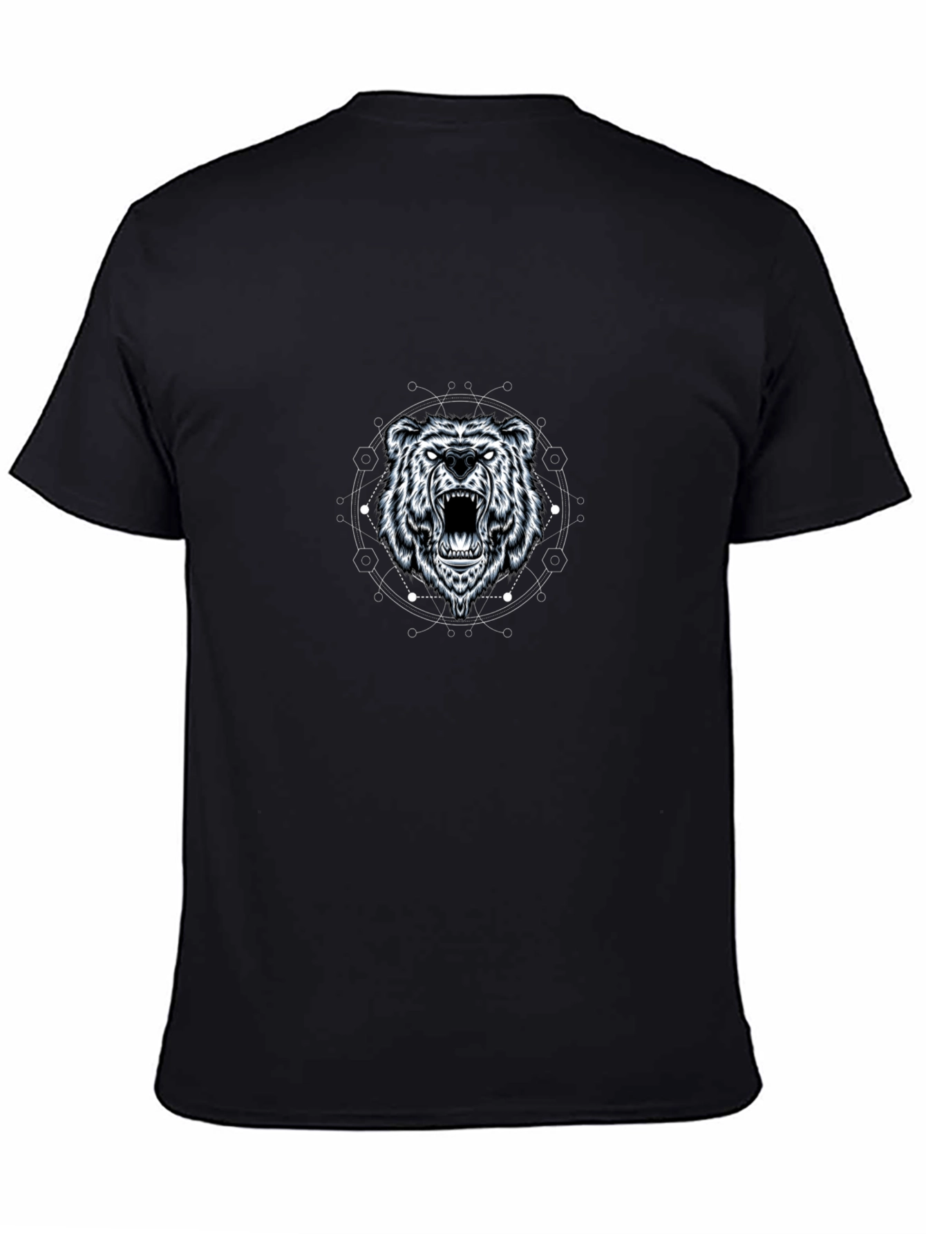Black Geometric Bear Graphic Tee - Black Cotton Blend view 4