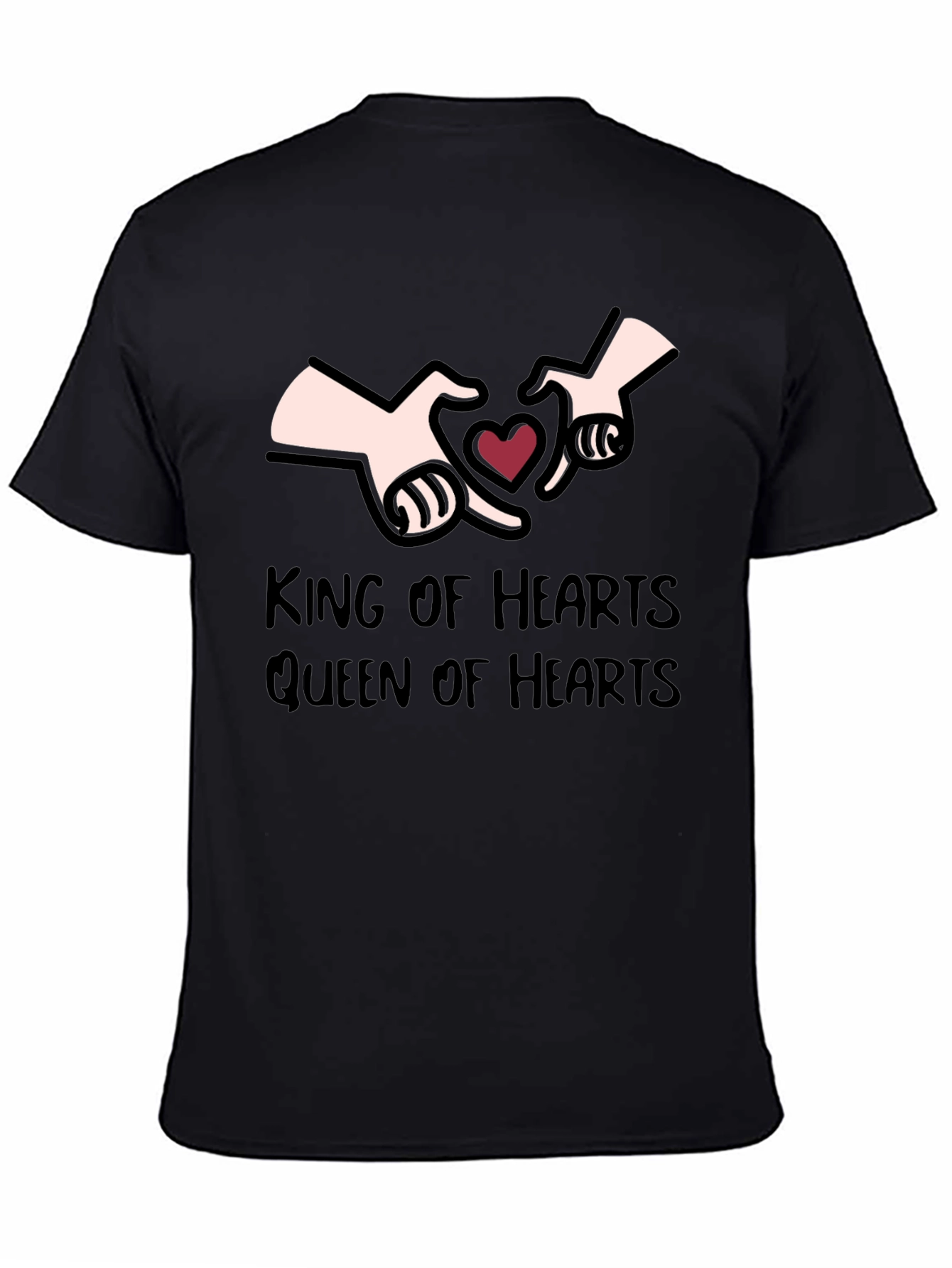Black King & Queen of Hearts Graphic T-Shirt view 4
