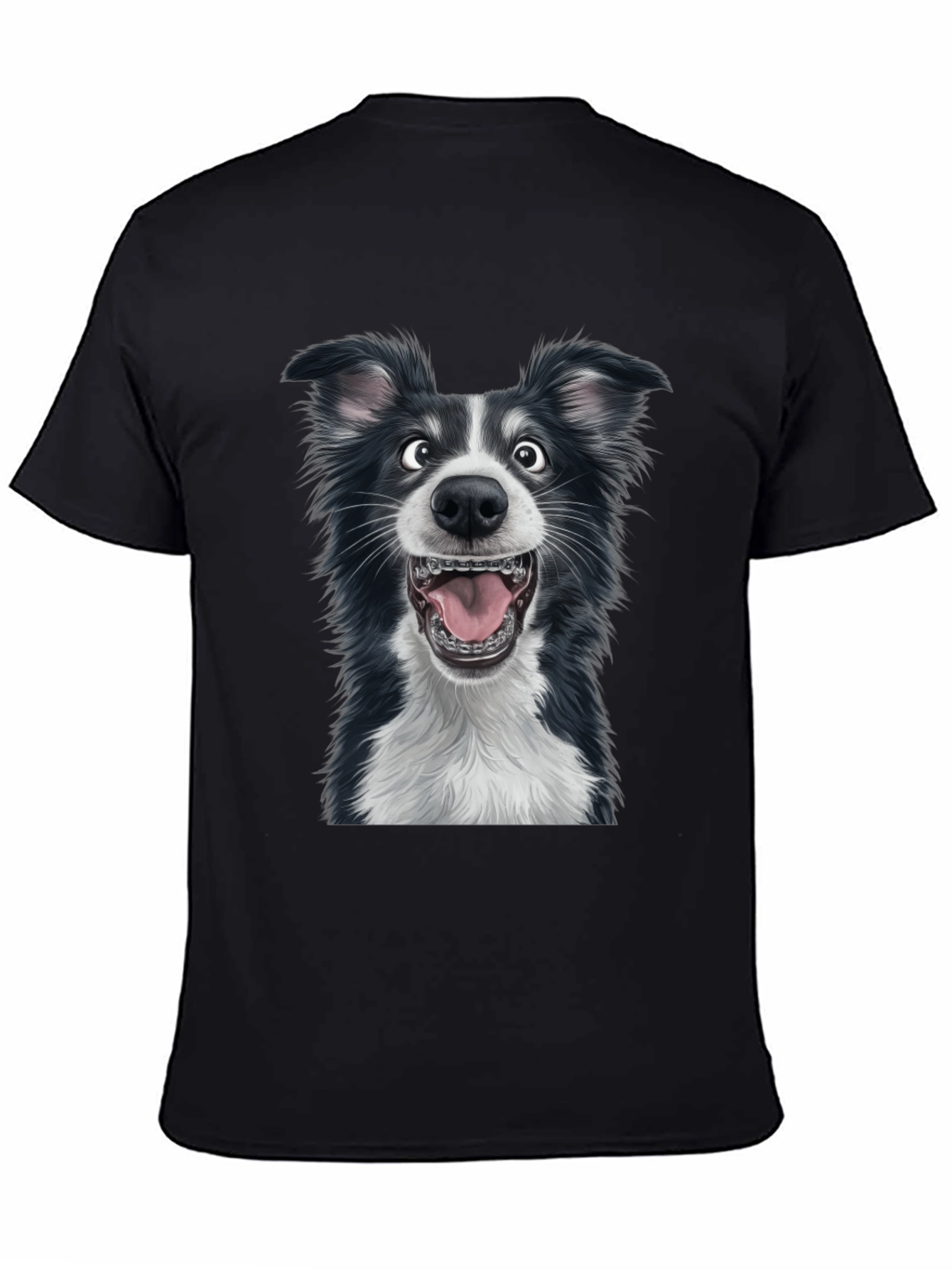 Black Funny Dog Graphic Tee - Black Cotton Blend T-Shirt view 4