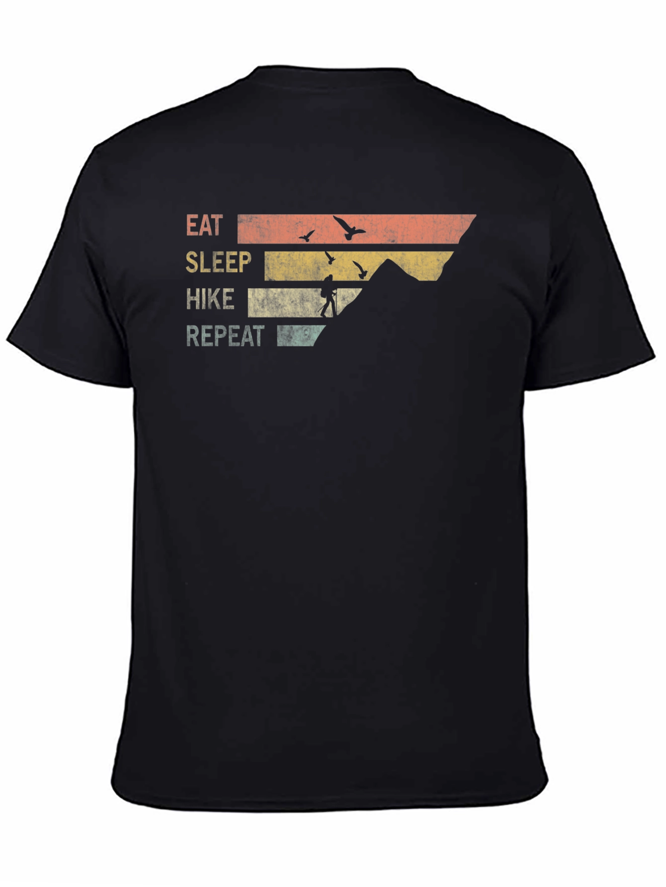 Black Eat Sleep Hike Repeat T-Shirt - Mountain Adventure Tee view 4