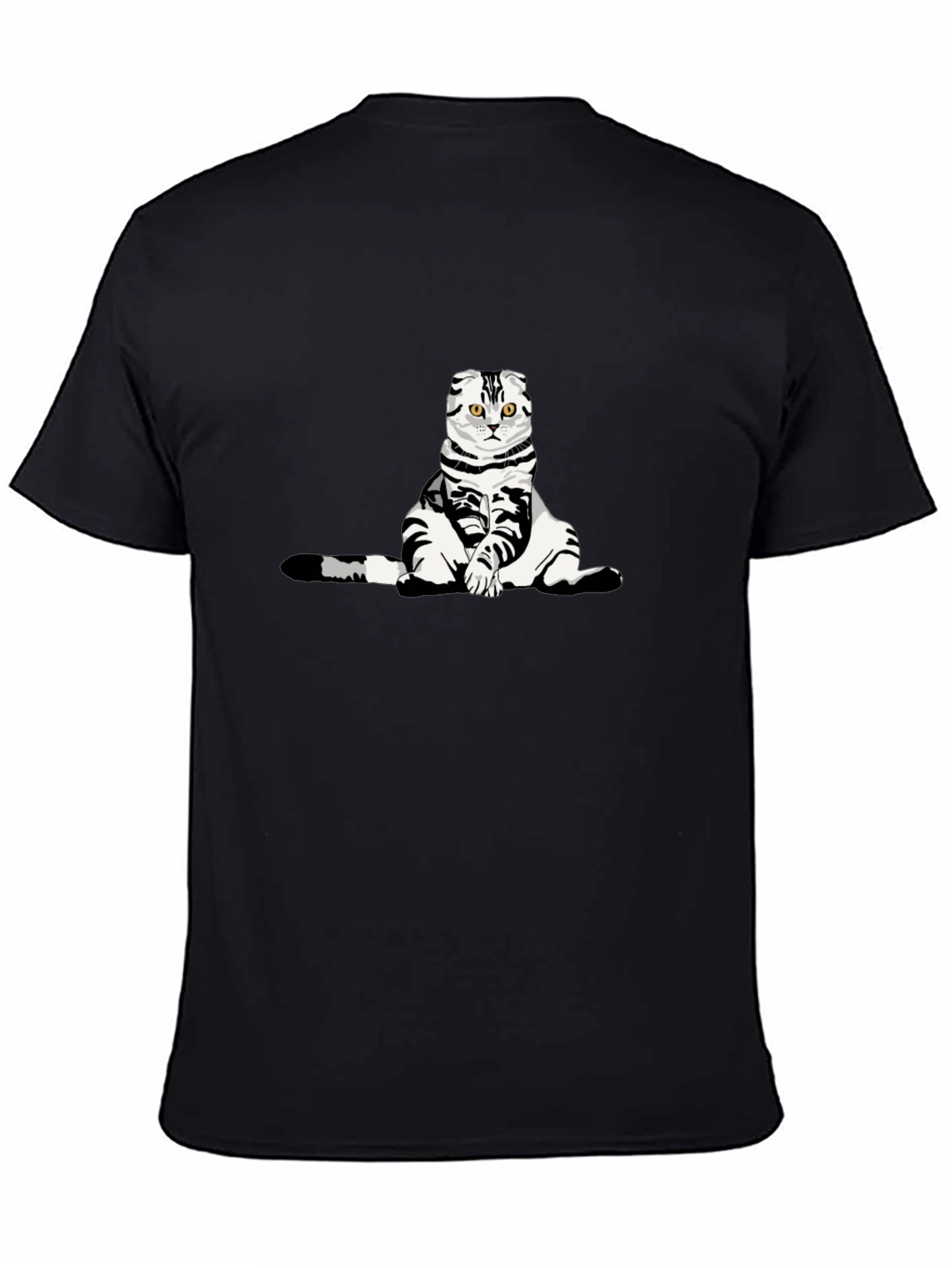 Black Cat Graphic Tee - Quirky Black Cotton T-Shirt view 4
